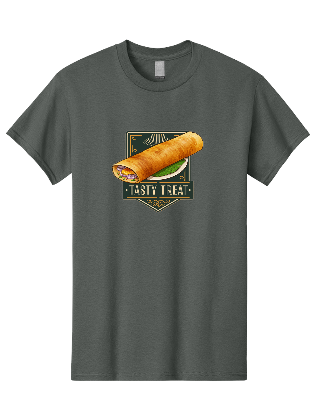 Tasty-Treat-2 Men'S Graphic Tee, 100% Cotton, Comfortable Casual Summer Wear, Machine Washable, Rolled Crepe With Filling, Tasty Treat, Crepe, Crepe Dish, Savory Crepe, Egg, Onion, Culinary Delights, Gourmet Food, Foodie, Crepe Cuisine Bab511