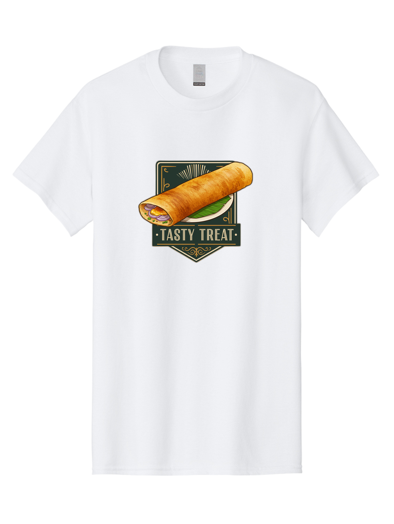 Tasty-Treat-2 Men'S Graphic Tee, 100% Cotton, Comfortable Casual Summer Wear, Machine Washable, Rolled Crepe With Filling, Tasty Treat, Crepe, Crepe Dish, Savory Crepe, Egg, Onion, Culinary Delights, Gourmet Food, Foodie, Crepe Cuisine Bab511
