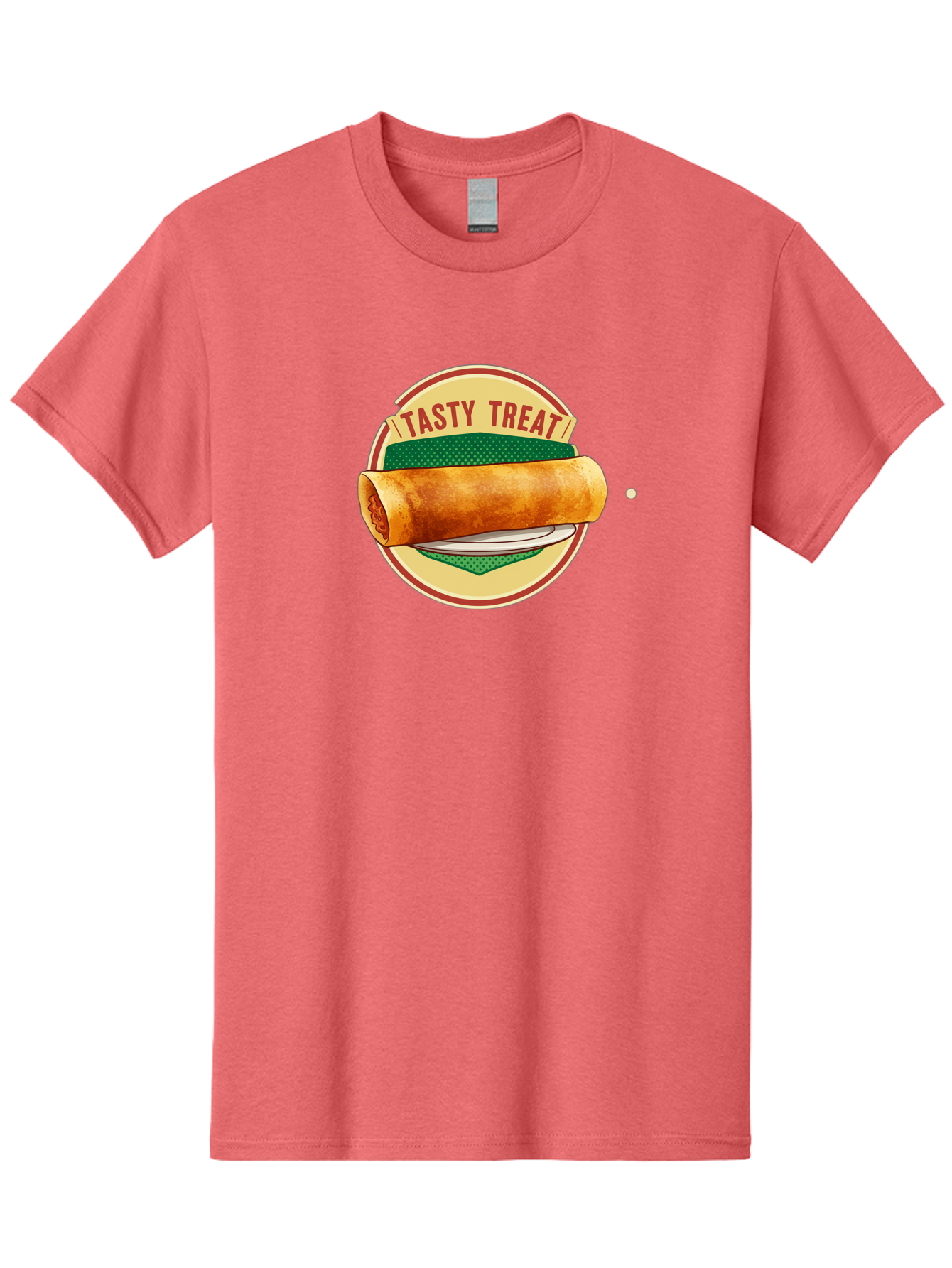 Tasty-Treat-3 Men'S Graphic Tee, 100% Cotton, Comfortable Casual Summer Wear, Machine Washable, Spring Roll On Plate, Tasty Treat, Savory Delight, Golden Brown, Crispy Texture, Delicious Snack, Finger Food, Appetizing Bab512