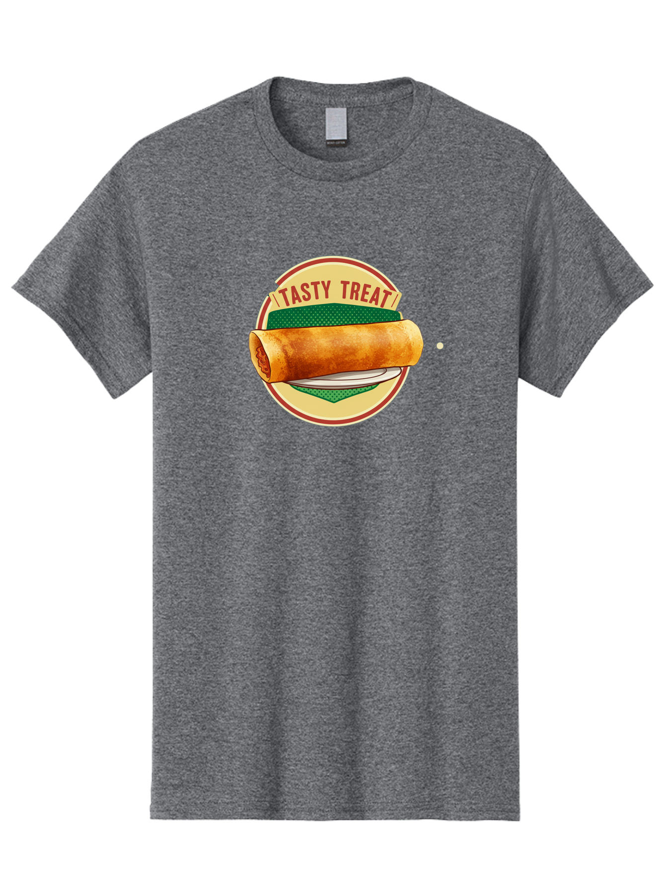 Tasty-Treat-3 Men'S Graphic Tee, 100% Cotton, Comfortable Casual Summer Wear, Machine Washable, Spring Roll On Plate, Tasty Treat, Savory Delight, Golden Brown, Crispy Texture, Delicious Snack, Finger Food, Appetizing Bab512
