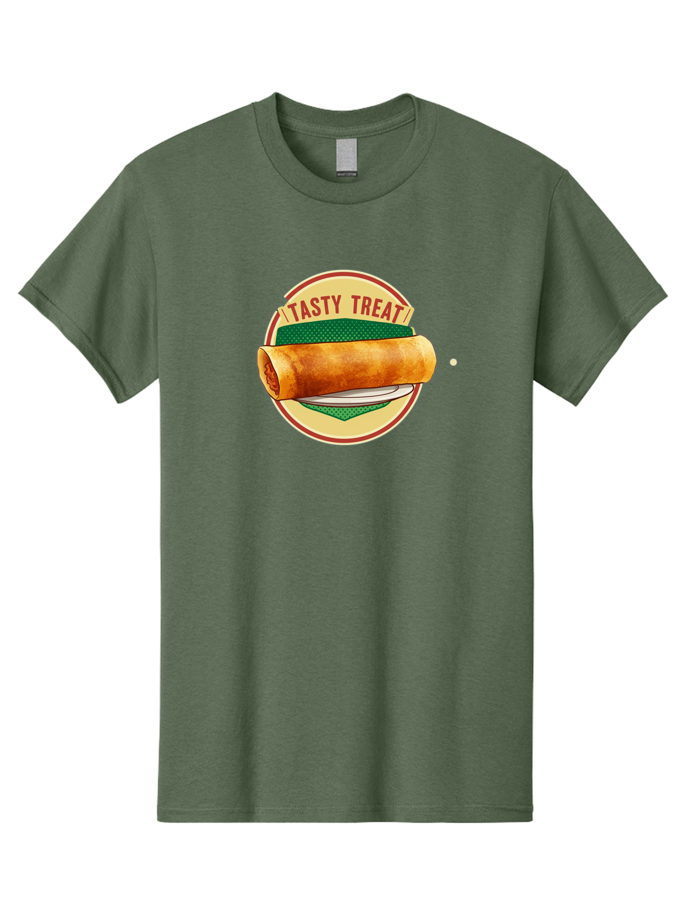 Tasty-Treat-3 Men'S Graphic Tee, 100% Cotton, Comfortable Casual Summer Wear, Machine Washable, Spring Roll On Plate, Tasty Treat, Savory Delight, Golden Brown, Crispy Texture, Delicious Snack, Finger Food, Appetizing Bab512