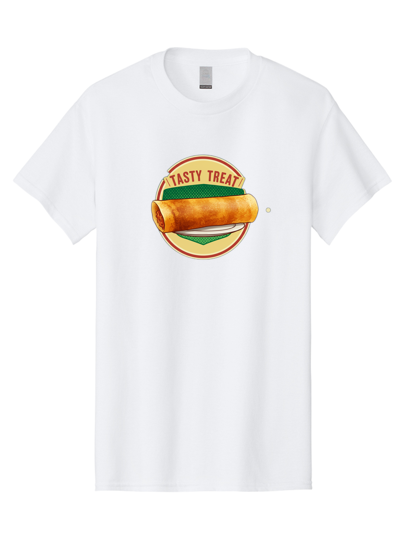 Tasty-Treat-3 Men'S Graphic Tee, 100% Cotton, Comfortable Casual Summer Wear, Machine Washable, Spring Roll On Plate, Tasty Treat, Savory Delight, Golden Brown, Crispy Texture, Delicious Snack, Finger Food, Appetizing Bab512