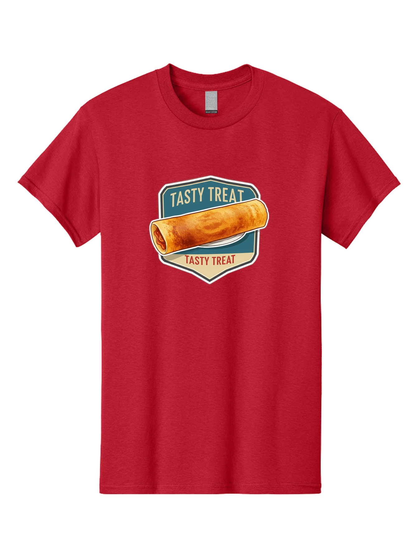 Tasty-Treat-5 Men'S Graphic Tee, 100% Cotton, Comfortable Casual Summer Wear, Machine Washable, Egg Roll, Food Logo, Tasty Treat, Savory Snack, Wrapped Delicacy, Rolled Pastry, Delicious Treat, Culinary Delight Bab514