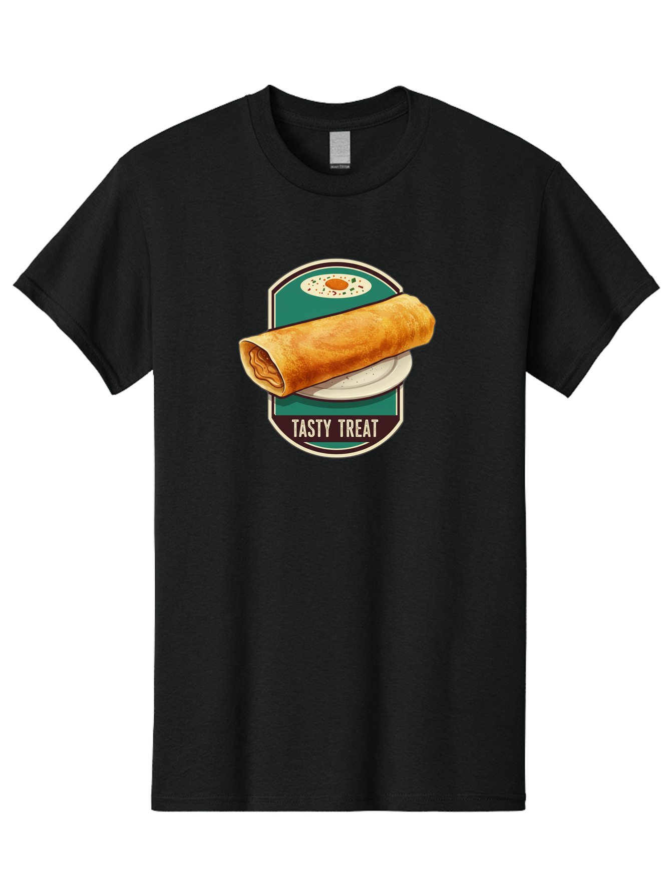 Tasty-Treat-6 Men'S Graphic Tee, 100% Cotton, Comfortable Casual Summer Wear, Machine Washable, Rolled Dosa, Indian Cuisine, Tasty Treat, Dosa On A Plate, South Indian Food, Traditional Dish, Savory Crepe, Street Food, Authentic Flavors, Bab515