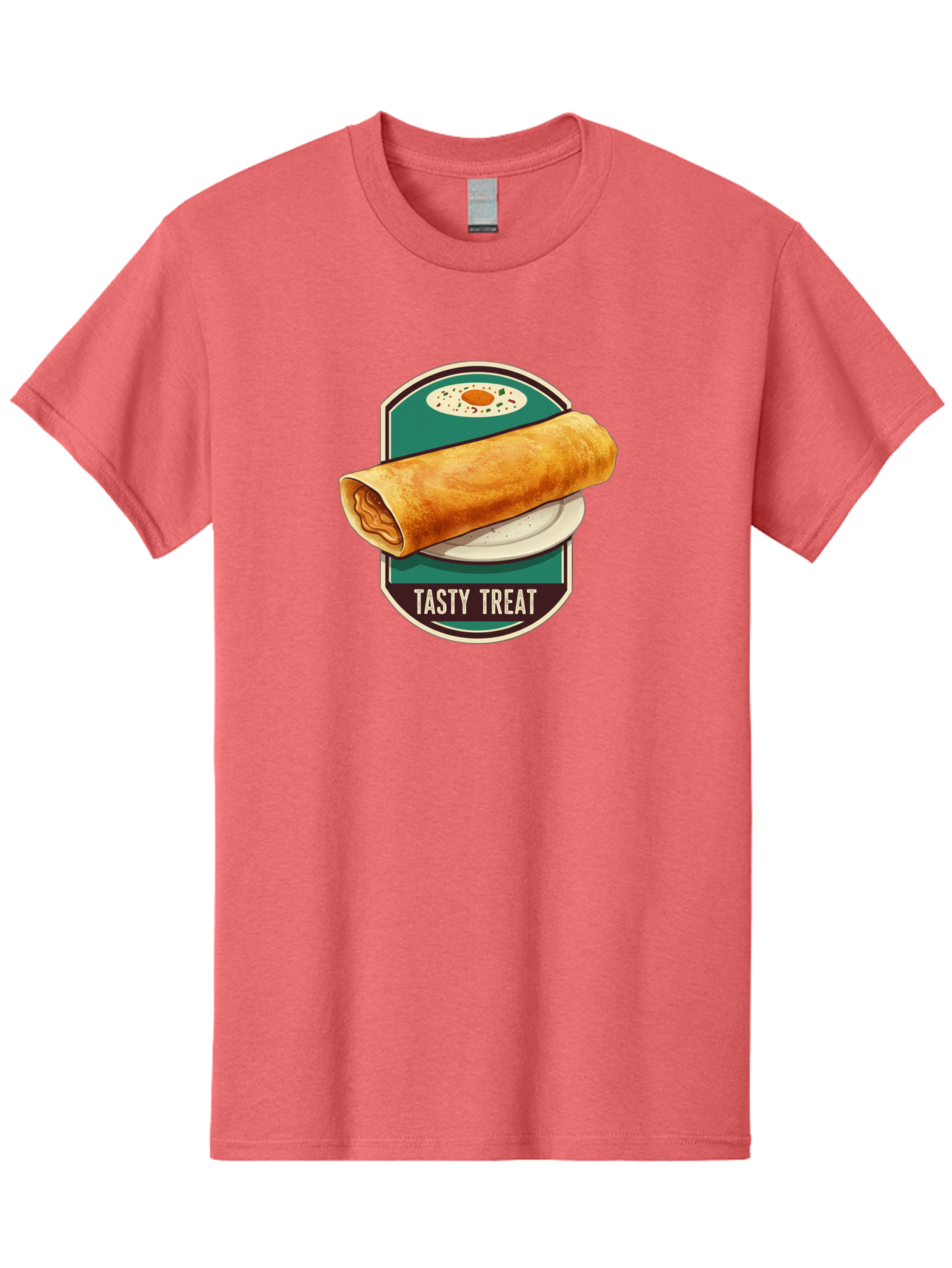 Tasty-Treat-6 Men'S Graphic Tee, 100% Cotton, Comfortable Casual Summer Wear, Machine Washable, Rolled Dosa, Indian Cuisine, Tasty Treat, Dosa On A Plate, South Indian Food, Traditional Dish, Savory Crepe, Street Food, Authentic Flavors, Bab515