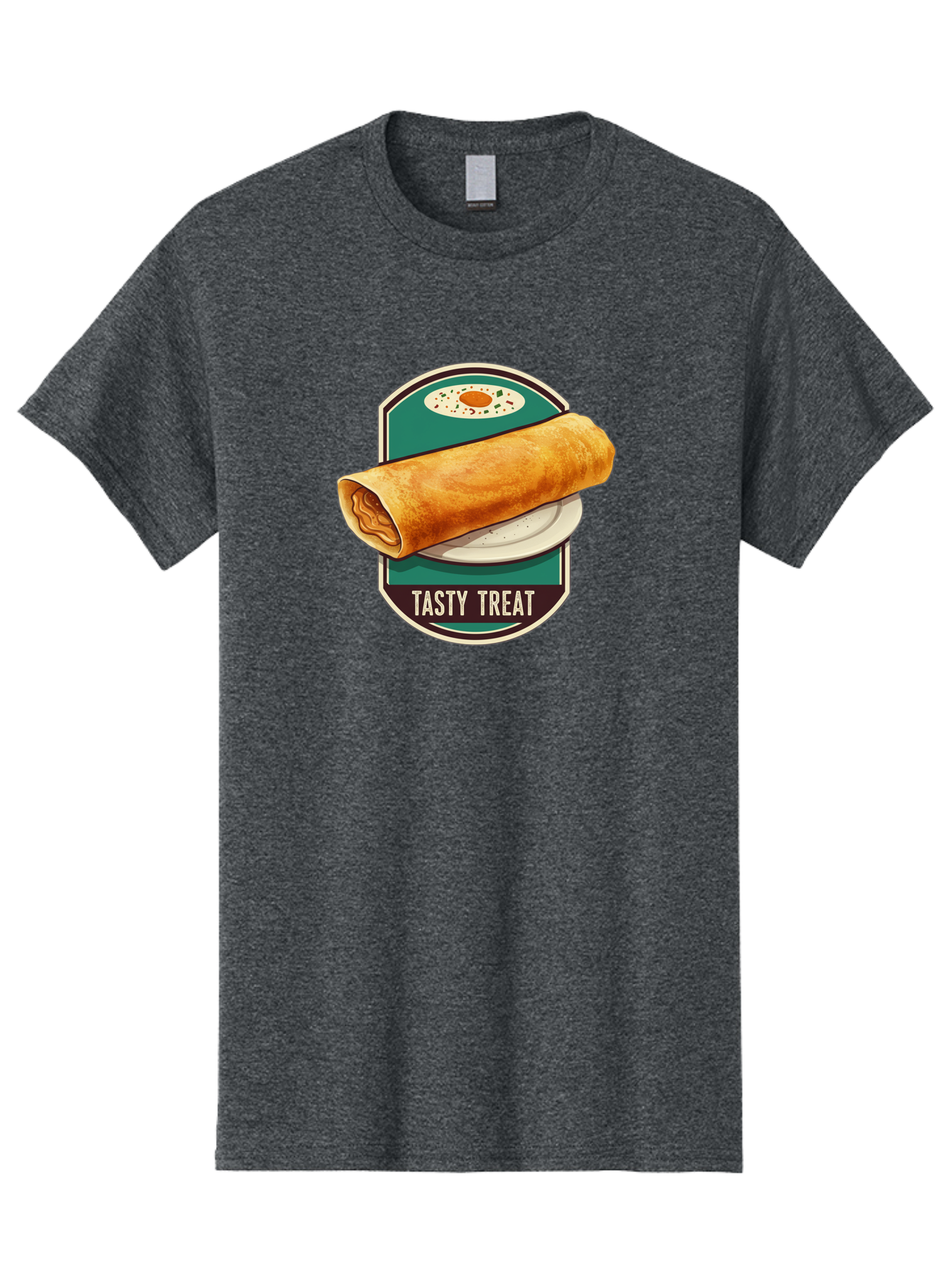 Tasty-Treat-6 Men'S Graphic Tee, 100% Cotton, Comfortable Casual Summer Wear, Machine Washable, Rolled Dosa, Indian Cuisine, Tasty Treat, Dosa On A Plate, South Indian Food, Traditional Dish, Savory Crepe, Street Food, Authentic Flavors, Bab515