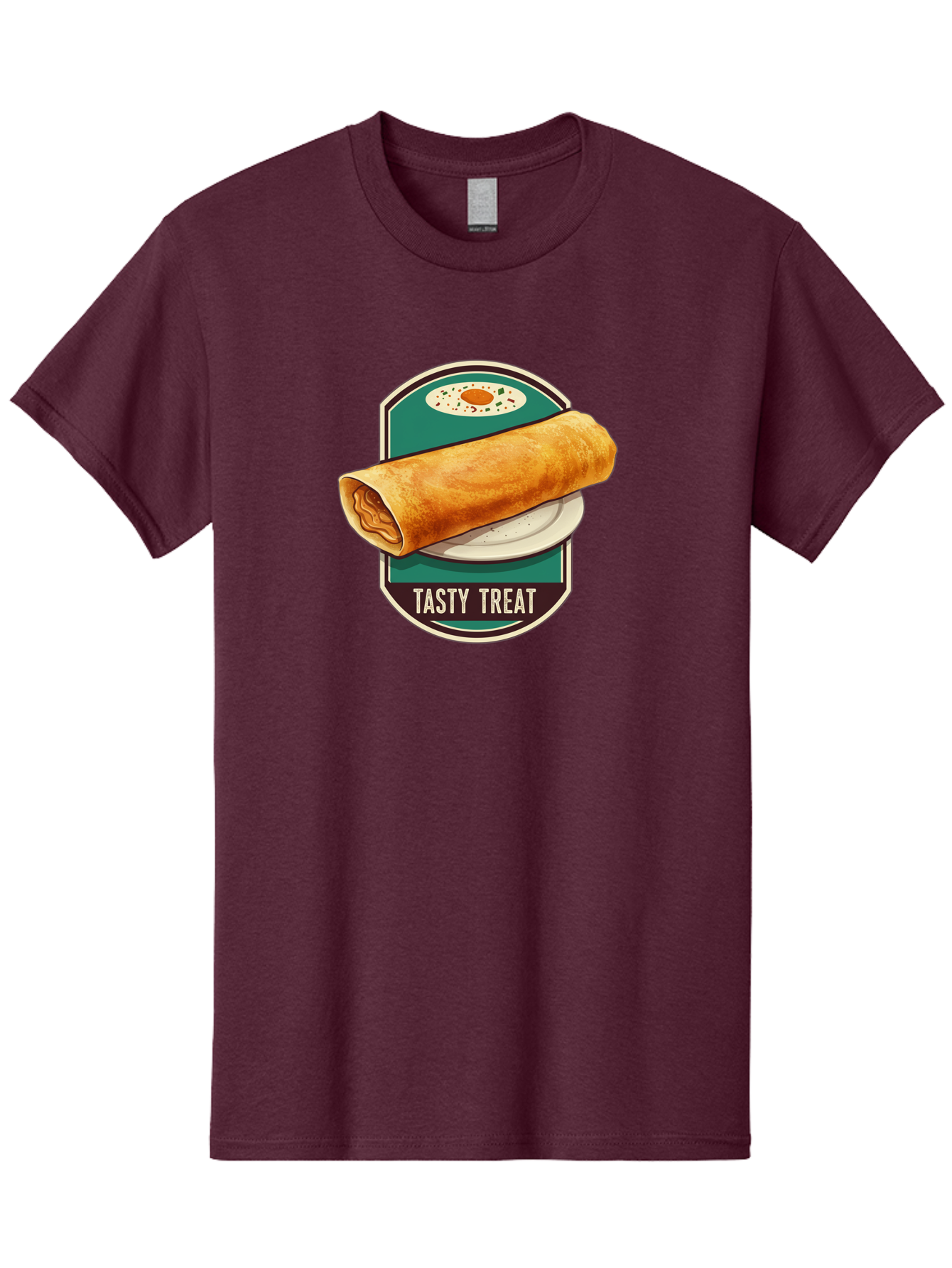 Tasty-Treat-6 Men'S Graphic Tee, 100% Cotton, Comfortable Casual Summer Wear, Machine Washable, Rolled Dosa, Indian Cuisine, Tasty Treat, Dosa On A Plate, South Indian Food, Traditional Dish, Savory Crepe, Street Food, Authentic Flavors, Bab515