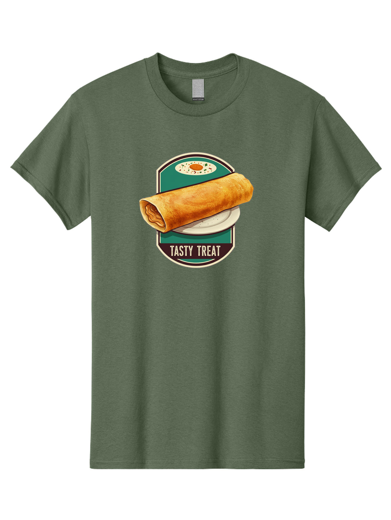 Tasty-Treat-6 Men'S Graphic Tee, 100% Cotton, Comfortable Casual Summer Wear, Machine Washable, Rolled Dosa, Indian Cuisine, Tasty Treat, Dosa On A Plate, South Indian Food, Traditional Dish, Savory Crepe, Street Food, Authentic Flavors, Bab515