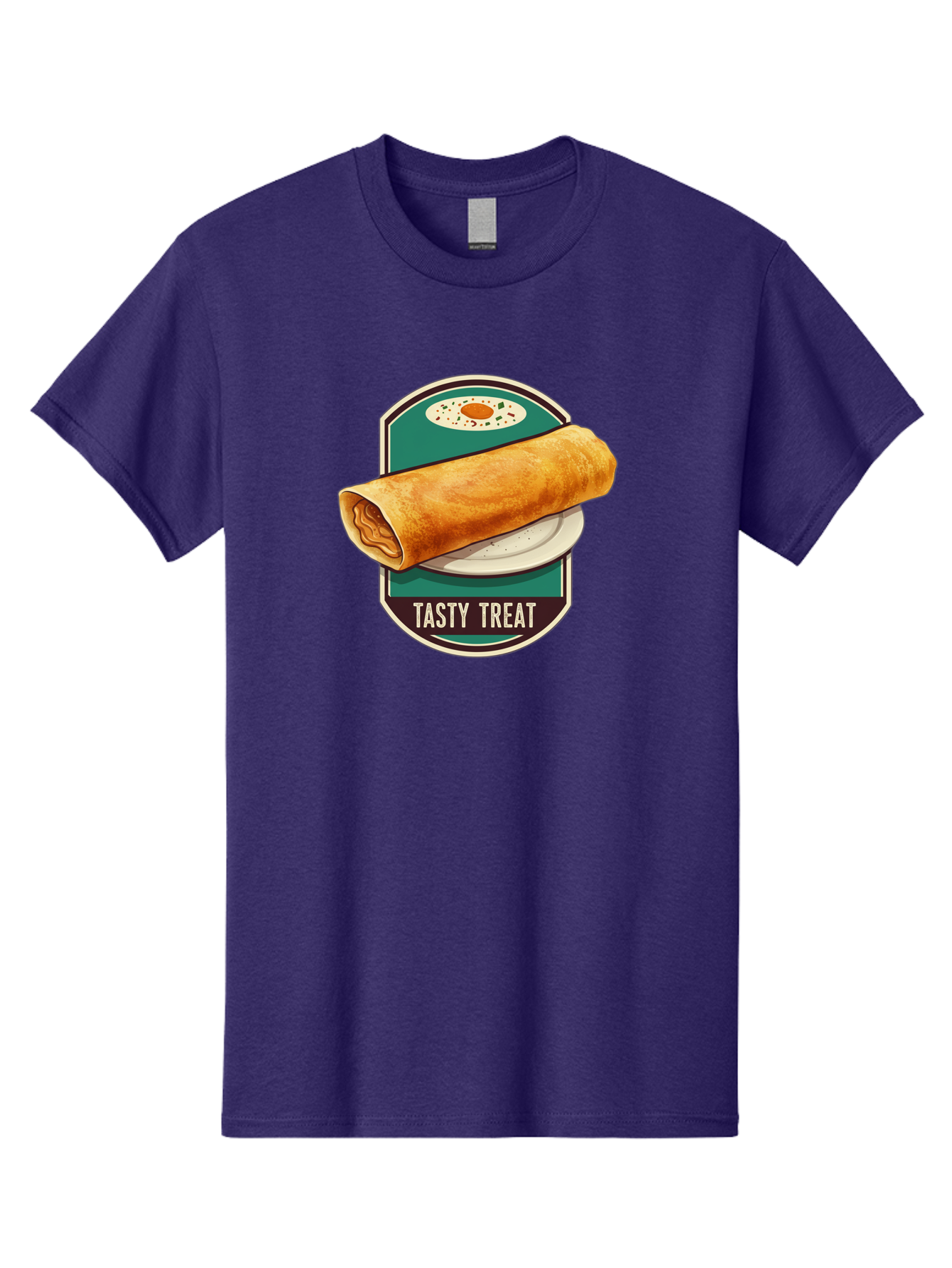 Tasty-Treat-6 Men'S Graphic Tee, 100% Cotton, Comfortable Casual Summer Wear, Machine Washable, Rolled Dosa, Indian Cuisine, Tasty Treat, Dosa On A Plate, South Indian Food, Traditional Dish, Savory Crepe, Street Food, Authentic Flavors, Bab515
