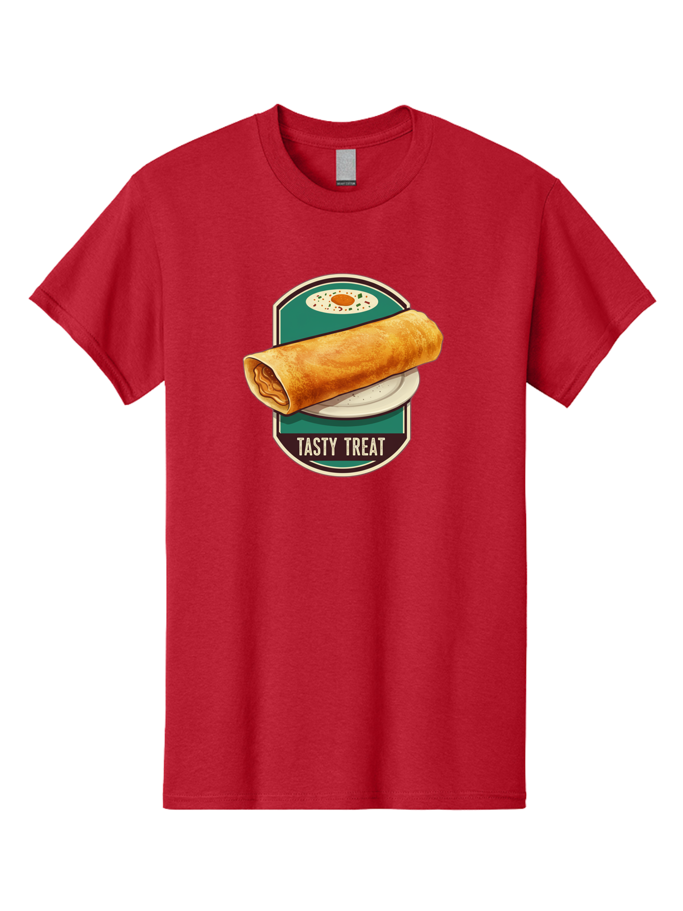 Tasty-Treat-6 Men'S Graphic Tee, 100% Cotton, Comfortable Casual Summer Wear, Machine Washable, Rolled Dosa, Indian Cuisine, Tasty Treat, Dosa On A Plate, South Indian Food, Traditional Dish, Savory Crepe, Street Food, Authentic Flavors, Bab515