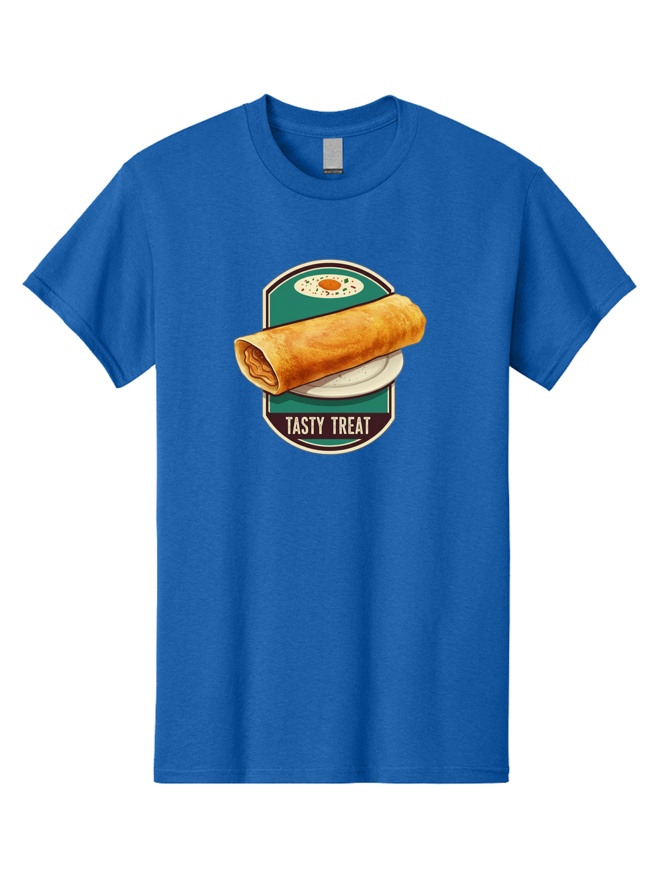 Tasty-Treat-6 Men'S Graphic Tee, 100% Cotton, Comfortable Casual Summer Wear, Machine Washable, Rolled Dosa, Indian Cuisine, Tasty Treat, Dosa On A Plate, South Indian Food, Traditional Dish, Savory Crepe, Street Food, Authentic Flavors, Bab515