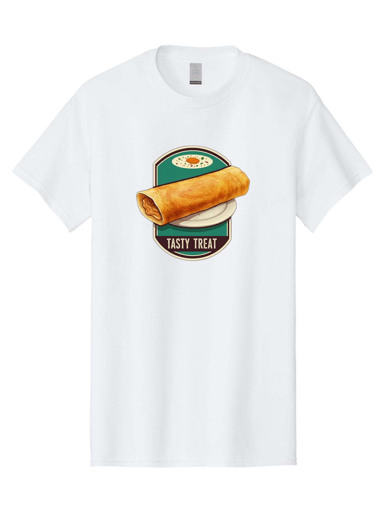 Tasty-Treat-6 Men'S Graphic Tee, 100% Cotton, Comfortable Casual Summer Wear, Machine Washable, Rolled Dosa, Indian Cuisine, Tasty Treat, Dosa On A Plate, South Indian Food, Traditional Dish, Savory Crepe, Street Food, Authentic Flavors, Bab515