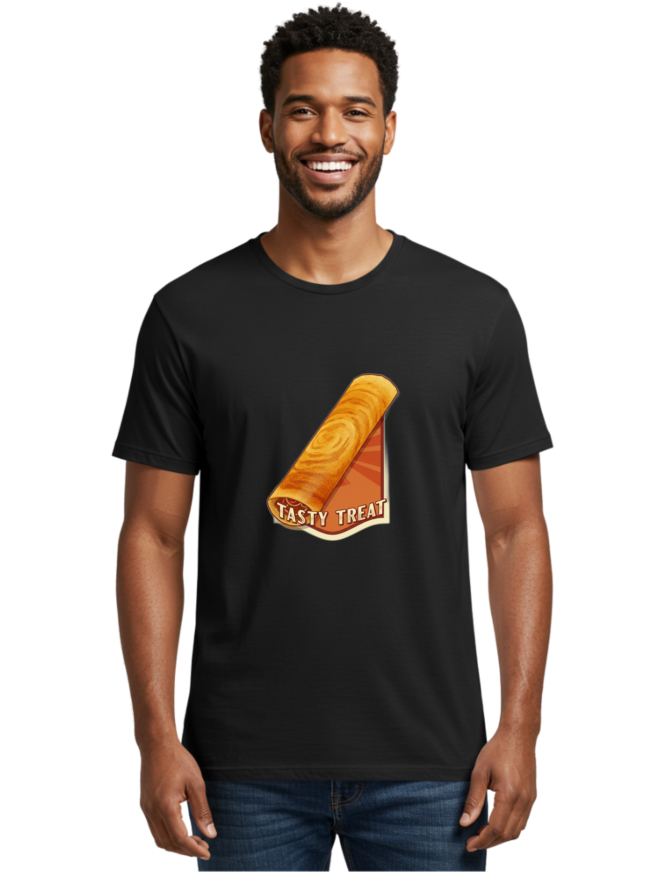 Tasty-Treat-8 Men'S Graphic Tee, 100% Cotton, Comfortable Casual Summer Wear, Machine Washable, Tasty Treat, Sweet Roll, Swirly Pastry, Golden Brown, Dessert, Snack, Treat, Sweet Tooth, Pastry Delight, Delicious Food Bab517