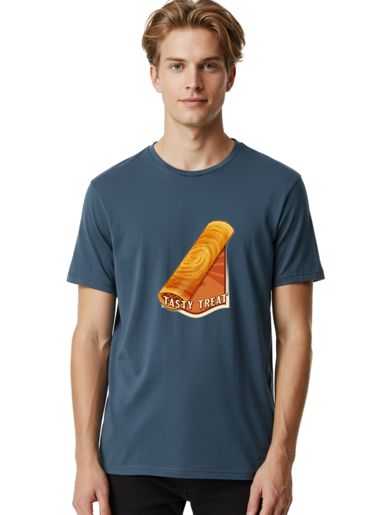 Tasty-Treat-8 Men'S Graphic Tee, 100% Cotton, Comfortable Casual Summer Wear, Machine Washable, Tasty Treat, Sweet Roll, Swirly Pastry, Golden Brown, Dessert, Snack, Treat, Sweet Tooth, Pastry Delight, Delicious Food Bab517