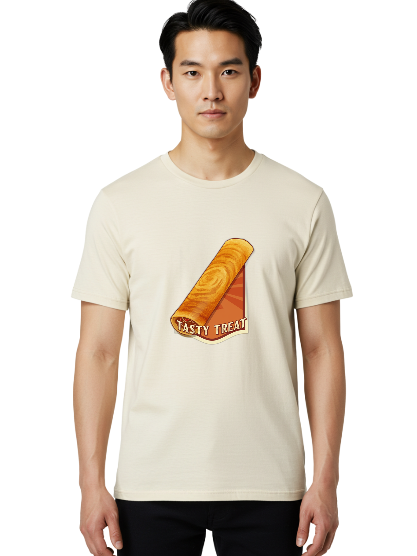 Tasty-Treat-8 Men'S Graphic Tee, 100% Cotton, Comfortable Casual Summer Wear, Machine Washable, Tasty Treat, Sweet Roll, Swirly Pastry, Golden Brown, Dessert, Snack, Treat, Sweet Tooth, Pastry Delight, Delicious Food Bab517