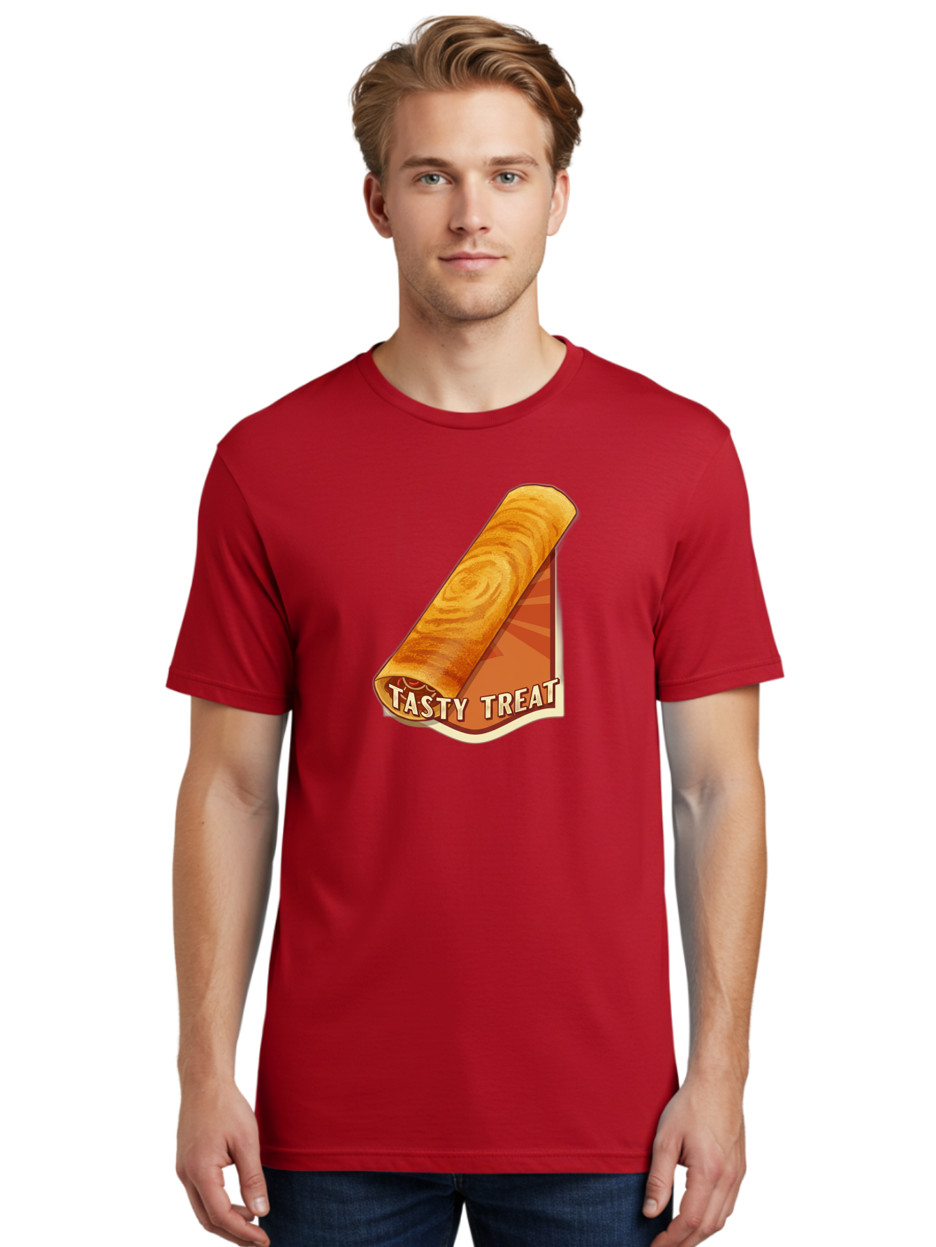 Tasty-Treat-8 Men'S Graphic Tee, 100% Cotton, Comfortable Casual Summer Wear, Machine Washable, Tasty Treat, Sweet Roll, Swirly Pastry, Golden Brown, Dessert, Snack, Treat, Sweet Tooth, Pastry Delight, Delicious Food Bab517