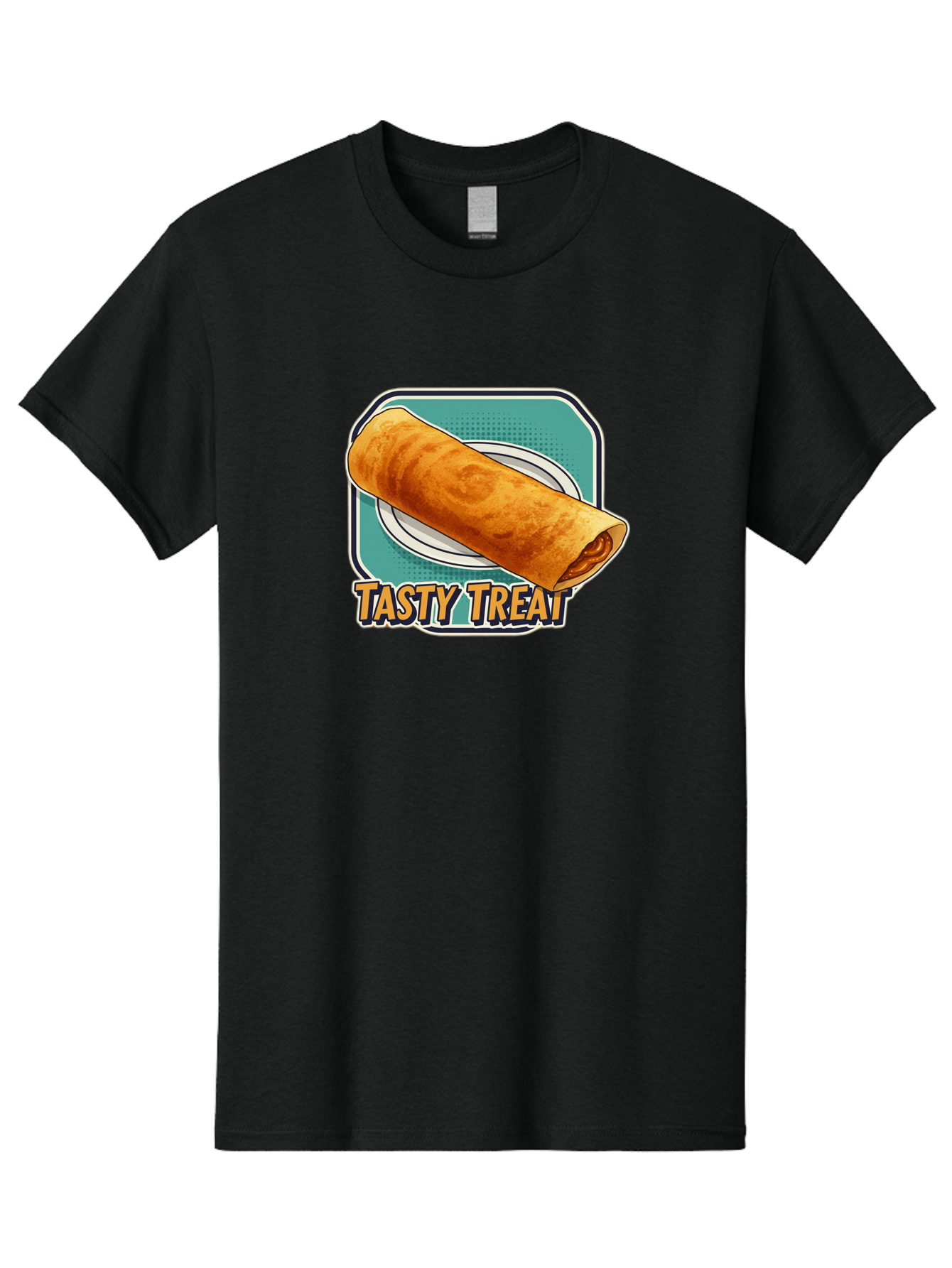 Tasty-Treat-9 Men'S Graphic Tee, 100% Cotton, Comfortable Casual Summer Wear, Machine Washable, Tasty Treat, Crepe On A Plate, Delicious Food, Savory Filling, Finger Food, Crepe, Rolled Pancake, Gourmet Snack Bab518