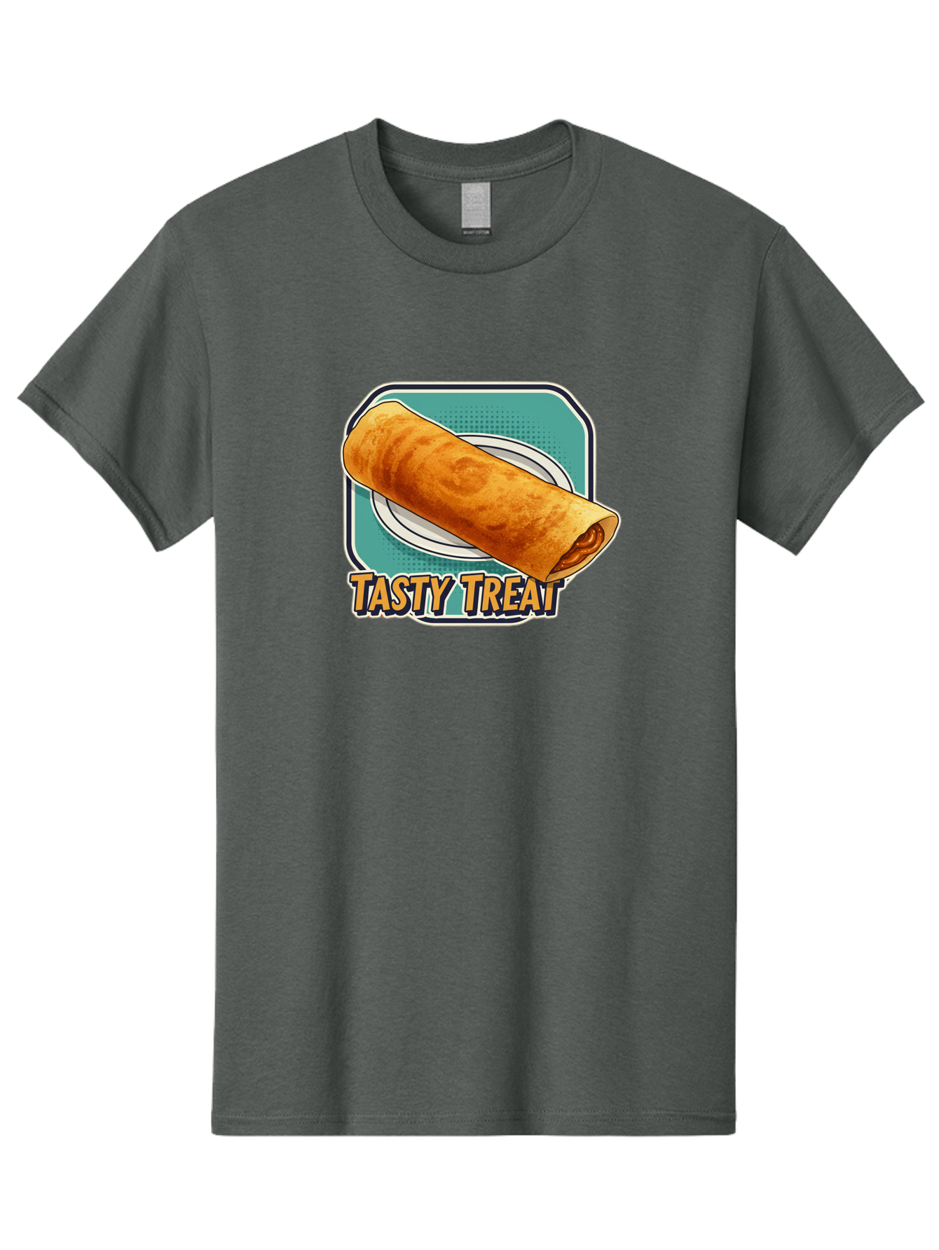 Tasty-Treat-9 Men'S Graphic Tee, 100% Cotton, Comfortable Casual Summer Wear, Machine Washable, Tasty Treat, Crepe On A Plate, Delicious Food, Savory Filling, Finger Food, Crepe, Rolled Pancake, Gourmet Snack Bab518
