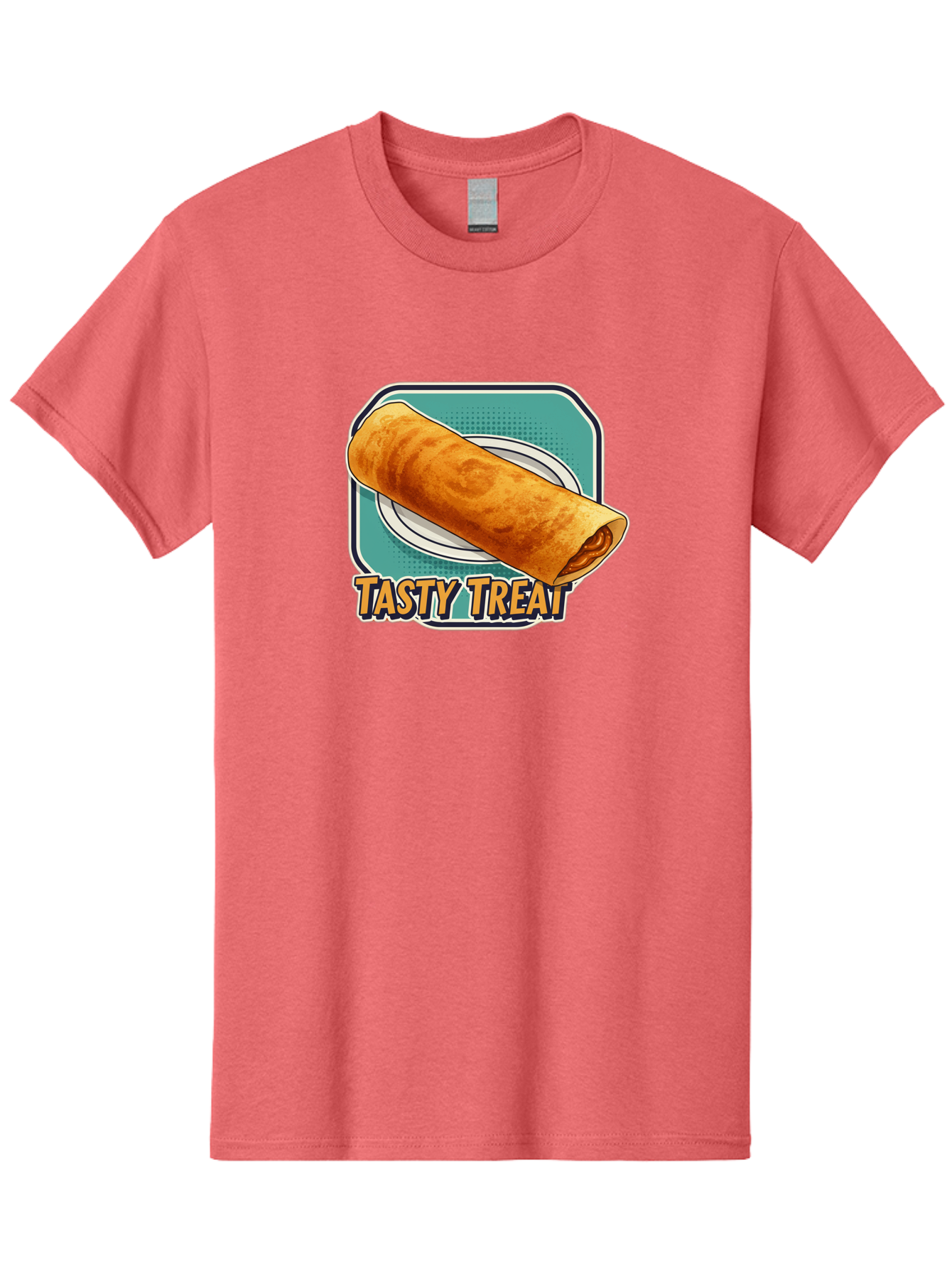 Tasty-Treat-9 Men'S Graphic Tee, 100% Cotton, Comfortable Casual Summer Wear, Machine Washable, Tasty Treat, Crepe On A Plate, Delicious Food, Savory Filling, Finger Food, Crepe, Rolled Pancake, Gourmet Snack Bab518
