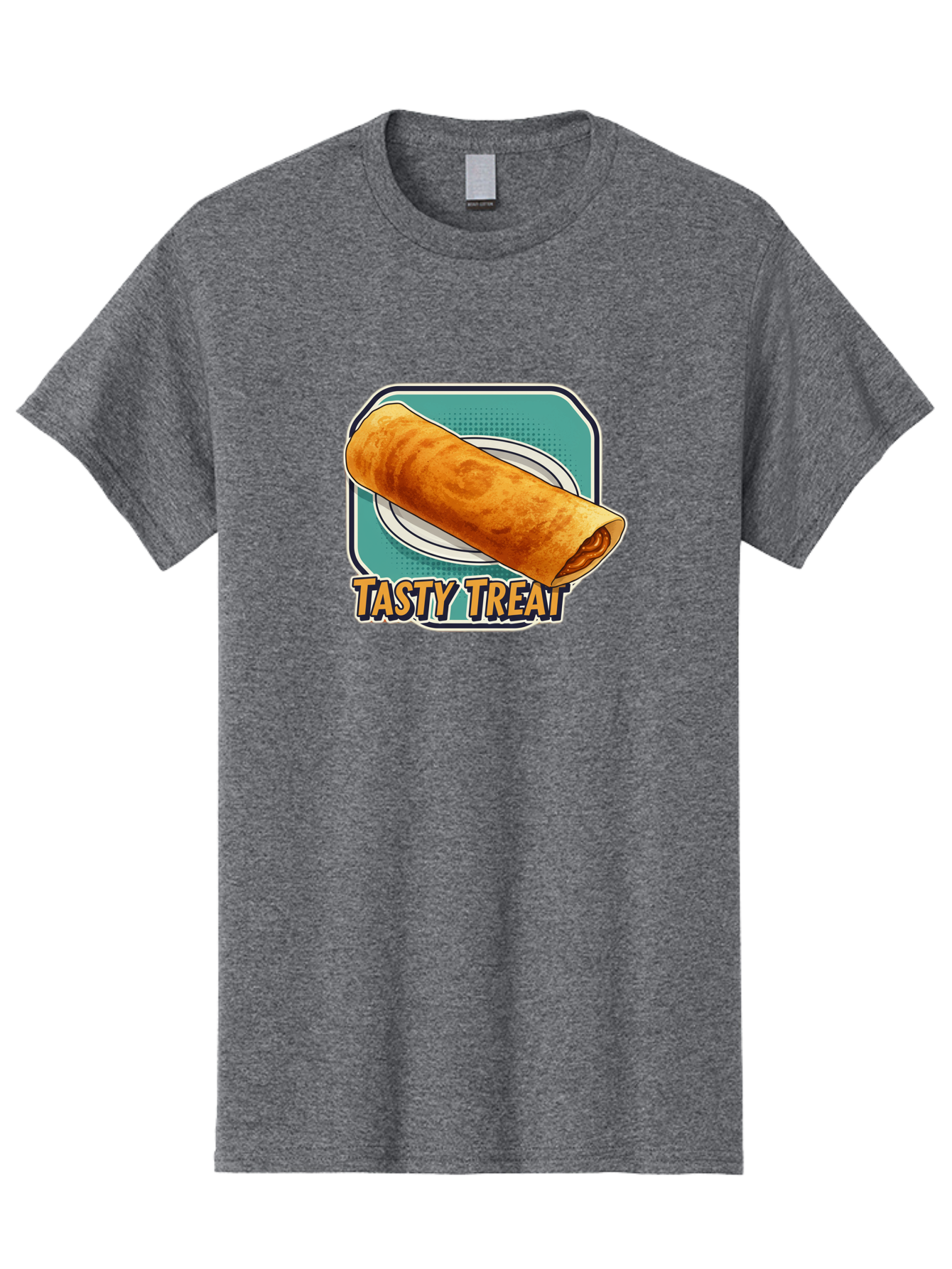 Tasty-Treat-9 Men'S Graphic Tee, 100% Cotton, Comfortable Casual Summer Wear, Machine Washable, Tasty Treat, Crepe On A Plate, Delicious Food, Savory Filling, Finger Food, Crepe, Rolled Pancake, Gourmet Snack Bab518