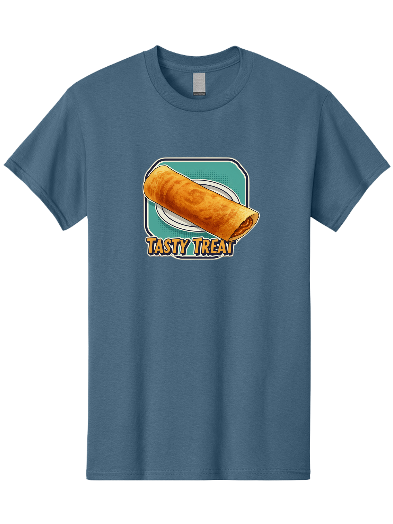 Tasty-Treat-9 Men'S Graphic Tee, 100% Cotton, Comfortable Casual Summer Wear, Machine Washable, Tasty Treat, Crepe On A Plate, Delicious Food, Savory Filling, Finger Food, Crepe, Rolled Pancake, Gourmet Snack Bab518