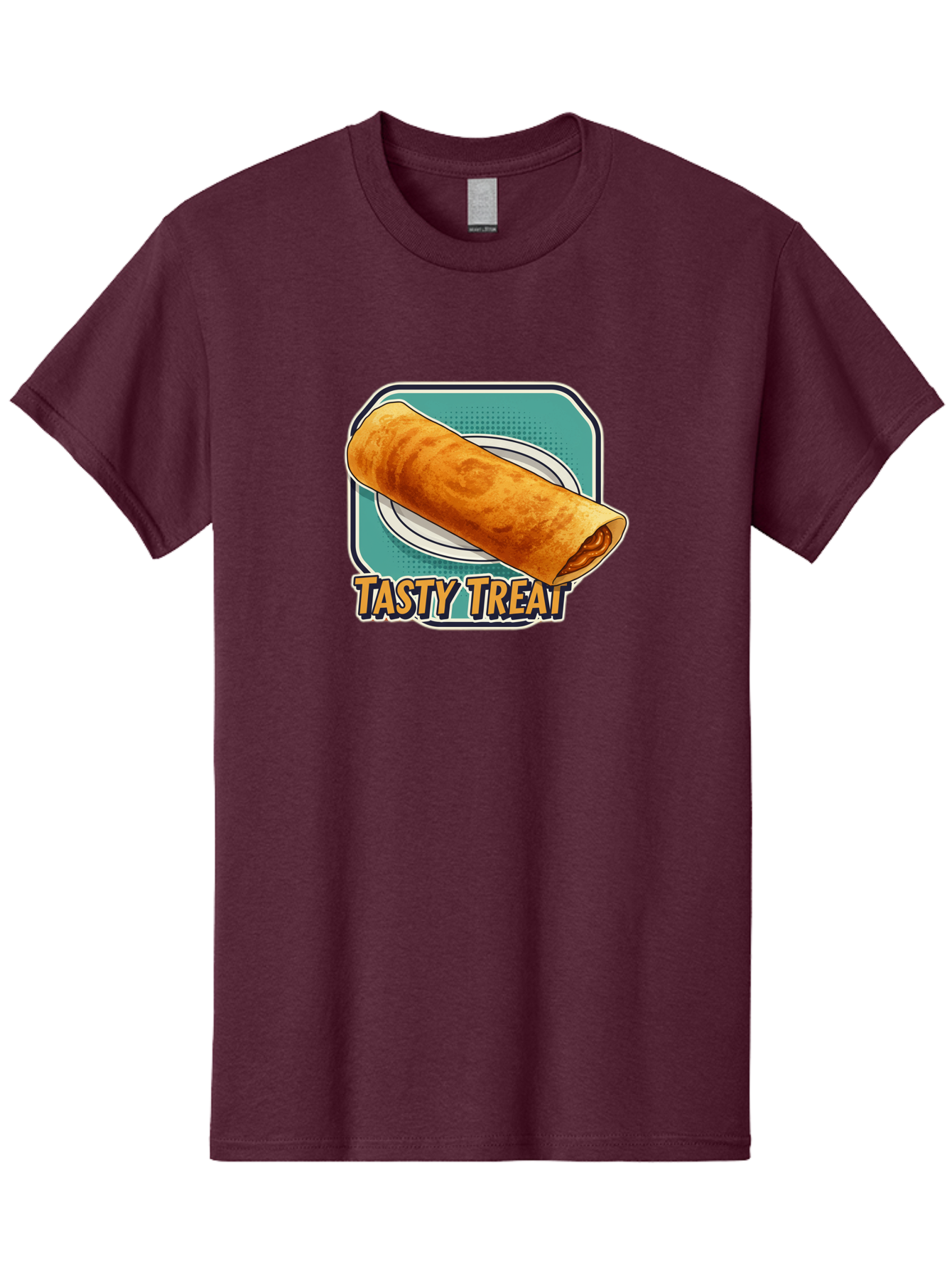 Tasty-Treat-9 Men'S Graphic Tee, 100% Cotton, Comfortable Casual Summer Wear, Machine Washable, Tasty Treat, Crepe On A Plate, Delicious Food, Savory Filling, Finger Food, Crepe, Rolled Pancake, Gourmet Snack Bab518