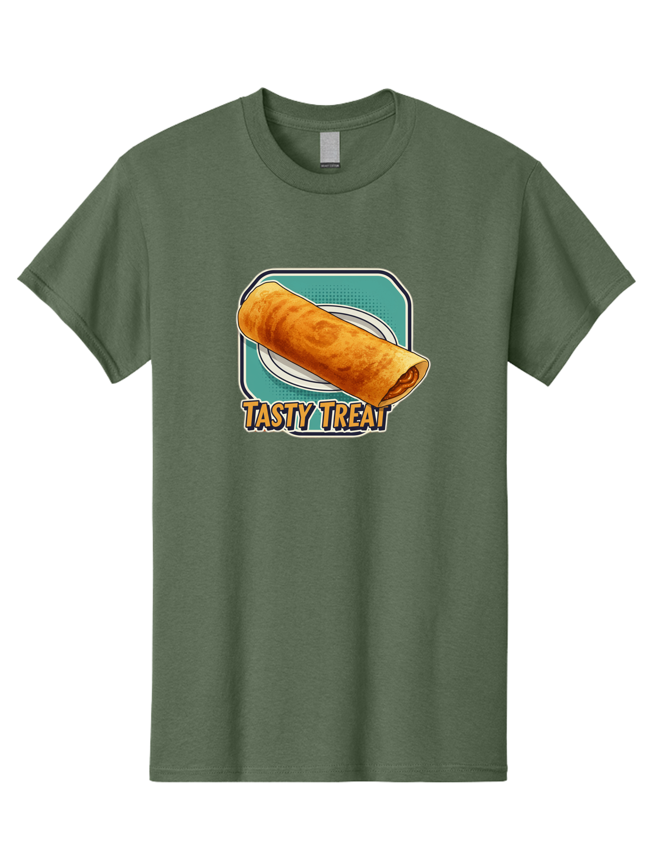 Tasty-Treat-9 Men'S Graphic Tee, 100% Cotton, Comfortable Casual Summer Wear, Machine Washable, Tasty Treat, Crepe On A Plate, Delicious Food, Savory Filling, Finger Food, Crepe, Rolled Pancake, Gourmet Snack Bab518