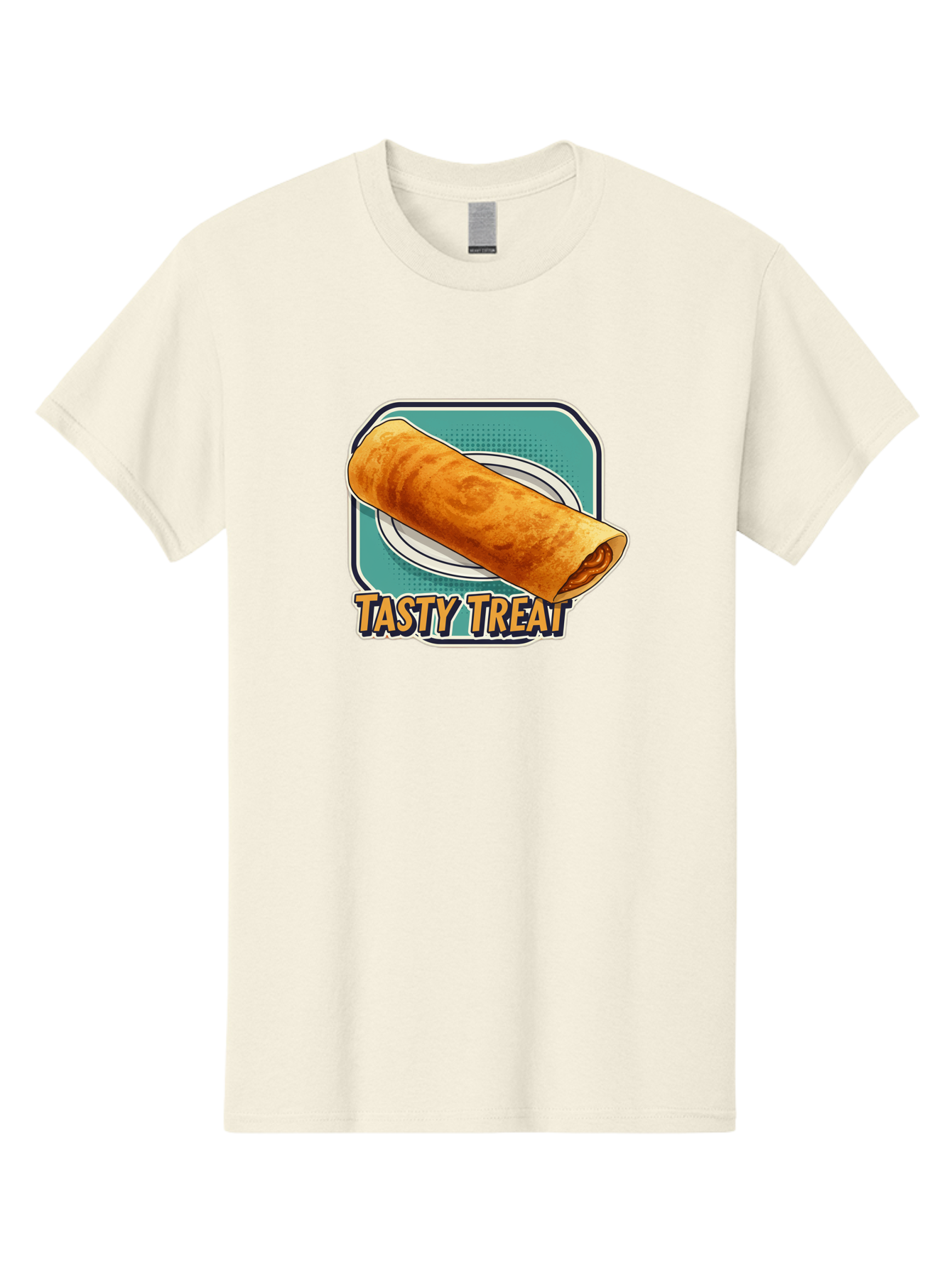Tasty-Treat-9 Men'S Graphic Tee, 100% Cotton, Comfortable Casual Summer Wear, Machine Washable, Tasty Treat, Crepe On A Plate, Delicious Food, Savory Filling, Finger Food, Crepe, Rolled Pancake, Gourmet Snack Bab518