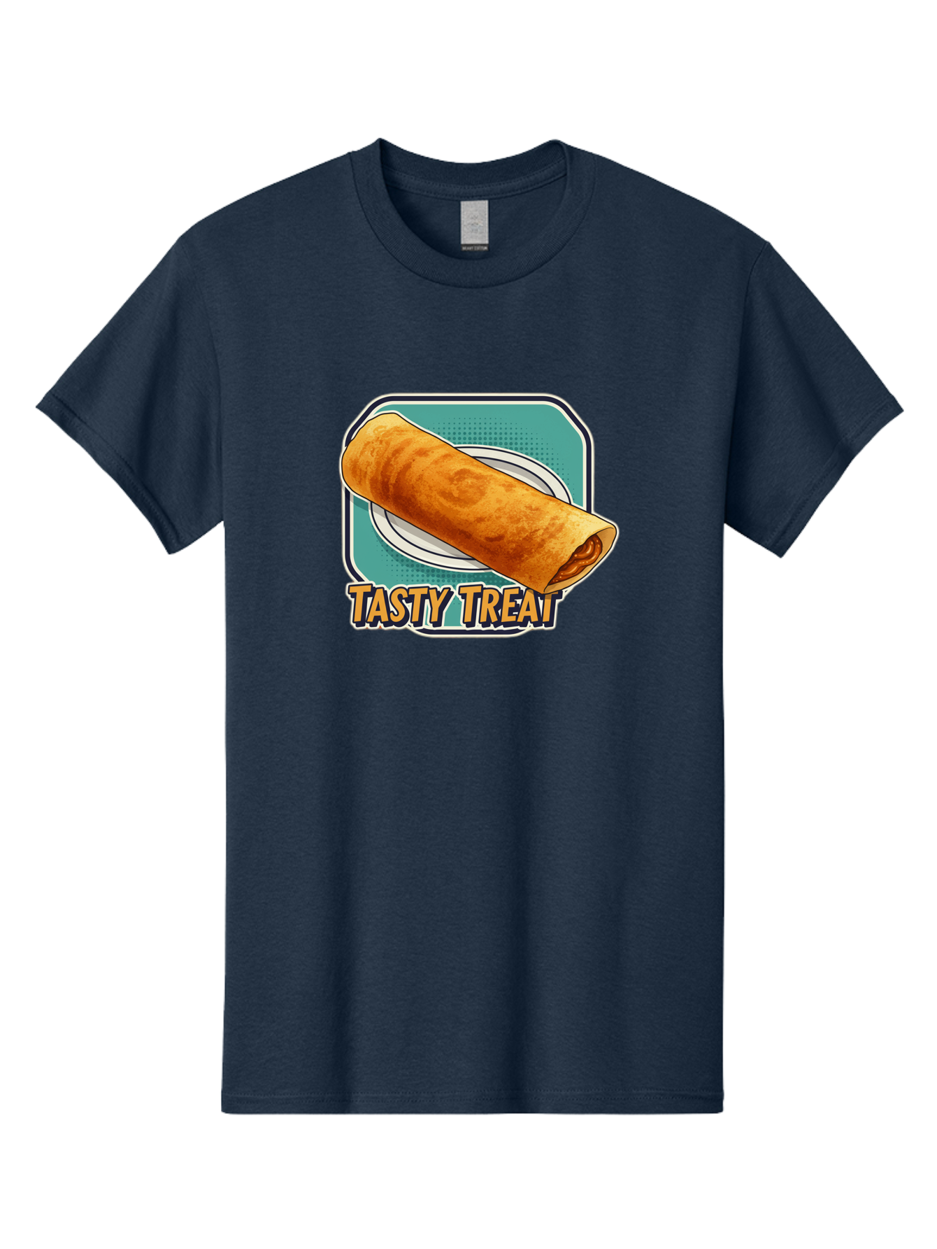Tasty-Treat-9 Men'S Graphic Tee, 100% Cotton, Comfortable Casual Summer Wear, Machine Washable, Tasty Treat, Crepe On A Plate, Delicious Food, Savory Filling, Finger Food, Crepe, Rolled Pancake, Gourmet Snack Bab518