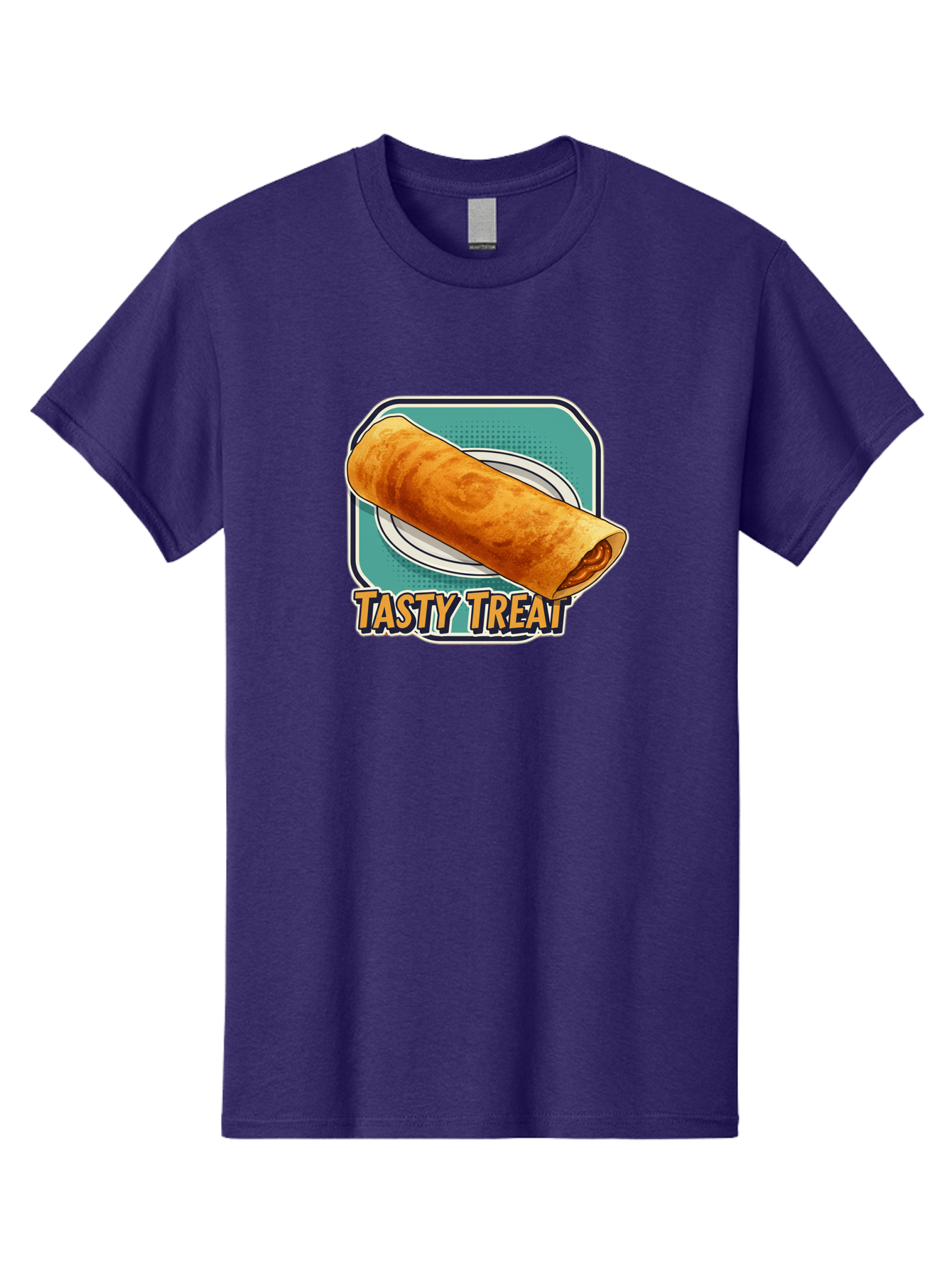 Tasty-Treat-9 Men'S Graphic Tee, 100% Cotton, Comfortable Casual Summer Wear, Machine Washable, Tasty Treat, Crepe On A Plate, Delicious Food, Savory Filling, Finger Food, Crepe, Rolled Pancake, Gourmet Snack Bab518