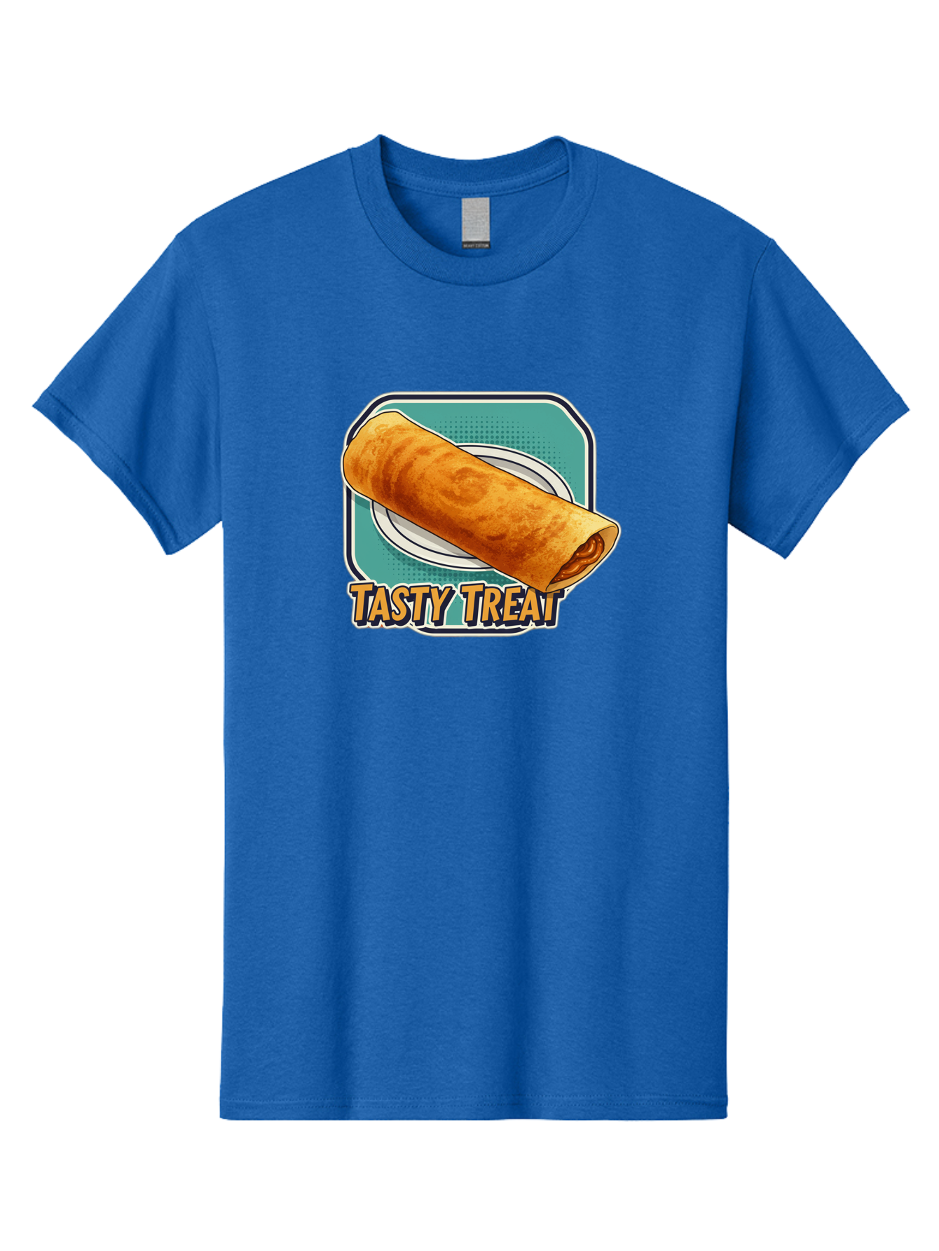 Tasty-Treat-9 Men'S Graphic Tee, 100% Cotton, Comfortable Casual Summer Wear, Machine Washable, Tasty Treat, Crepe On A Plate, Delicious Food, Savory Filling, Finger Food, Crepe, Rolled Pancake, Gourmet Snack Bab518