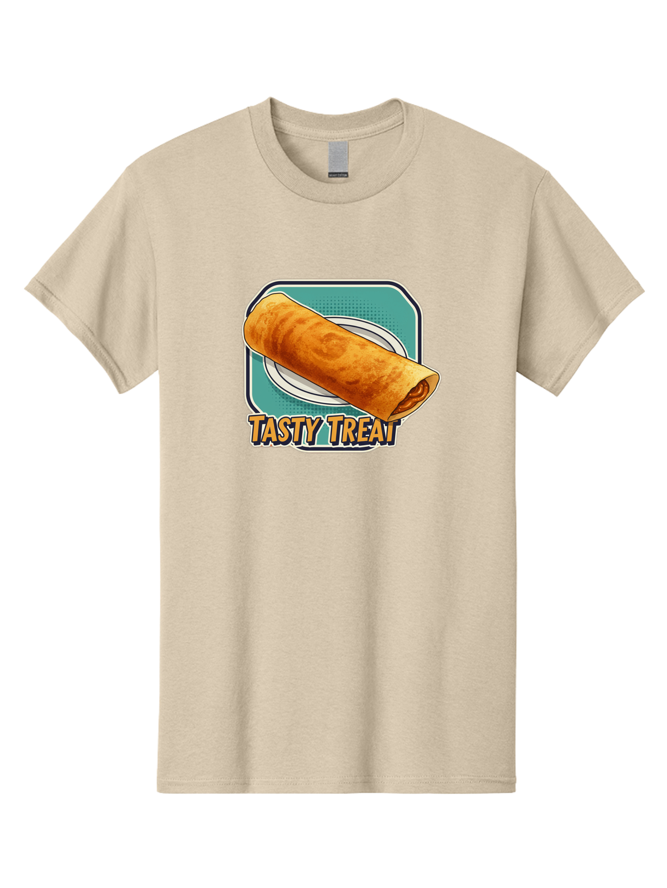 Tasty-Treat-9 Men'S Graphic Tee, 100% Cotton, Comfortable Casual Summer Wear, Machine Washable, Tasty Treat, Crepe On A Plate, Delicious Food, Savory Filling, Finger Food, Crepe, Rolled Pancake, Gourmet Snack Bab518