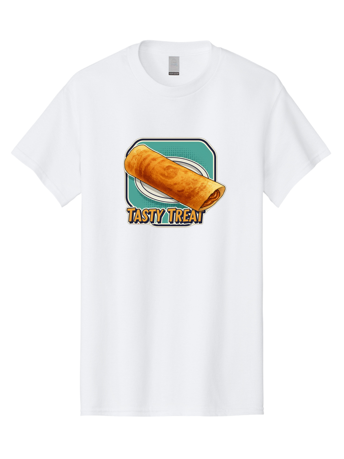Tasty-Treat-9 Men'S Graphic Tee, 100% Cotton, Comfortable Casual Summer Wear, Machine Washable, Tasty Treat, Crepe On A Plate, Delicious Food, Savory Filling, Finger Food, Crepe, Rolled Pancake, Gourmet Snack Bab518