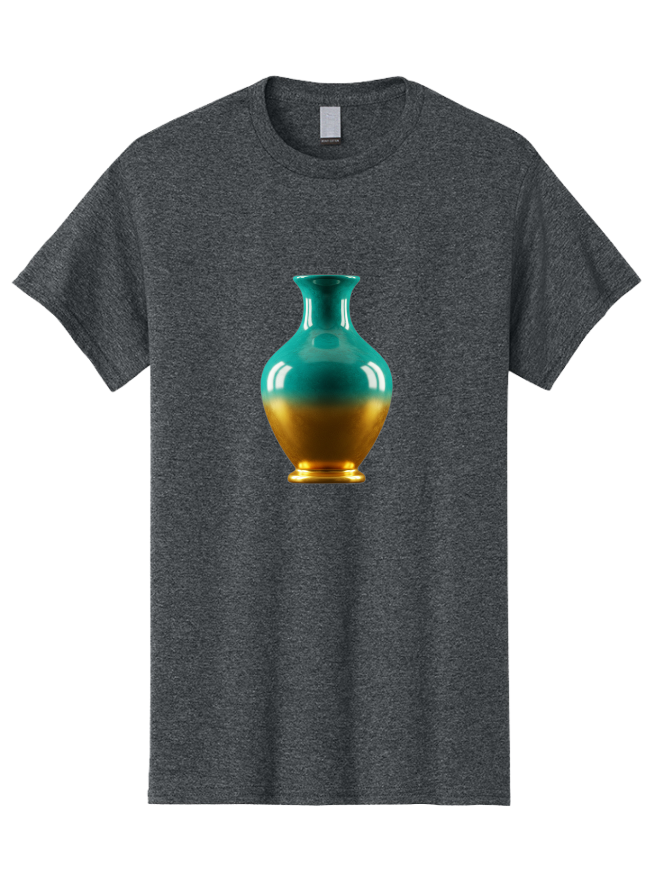 Teal-Gold-Vase Men'S Graphic Tee, 100% Cotton, Comfortable Casual Summer Wear, Machine Washable, Ceramic Vase, Teal And Gold Vase, Glossy Finish, Gradient Colors, Decorative Vase, Home Decor, Elegant Design, Modern Pottery, Bab522