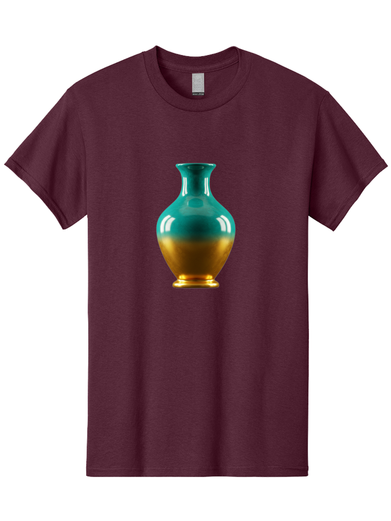 Teal-Gold-Vase Men'S Graphic Tee, 100% Cotton, Comfortable Casual Summer Wear, Machine Washable, Ceramic Vase, Teal And Gold Vase, Glossy Finish, Gradient Colors, Decorative Vase, Home Decor, Elegant Design, Modern Pottery, Bab522