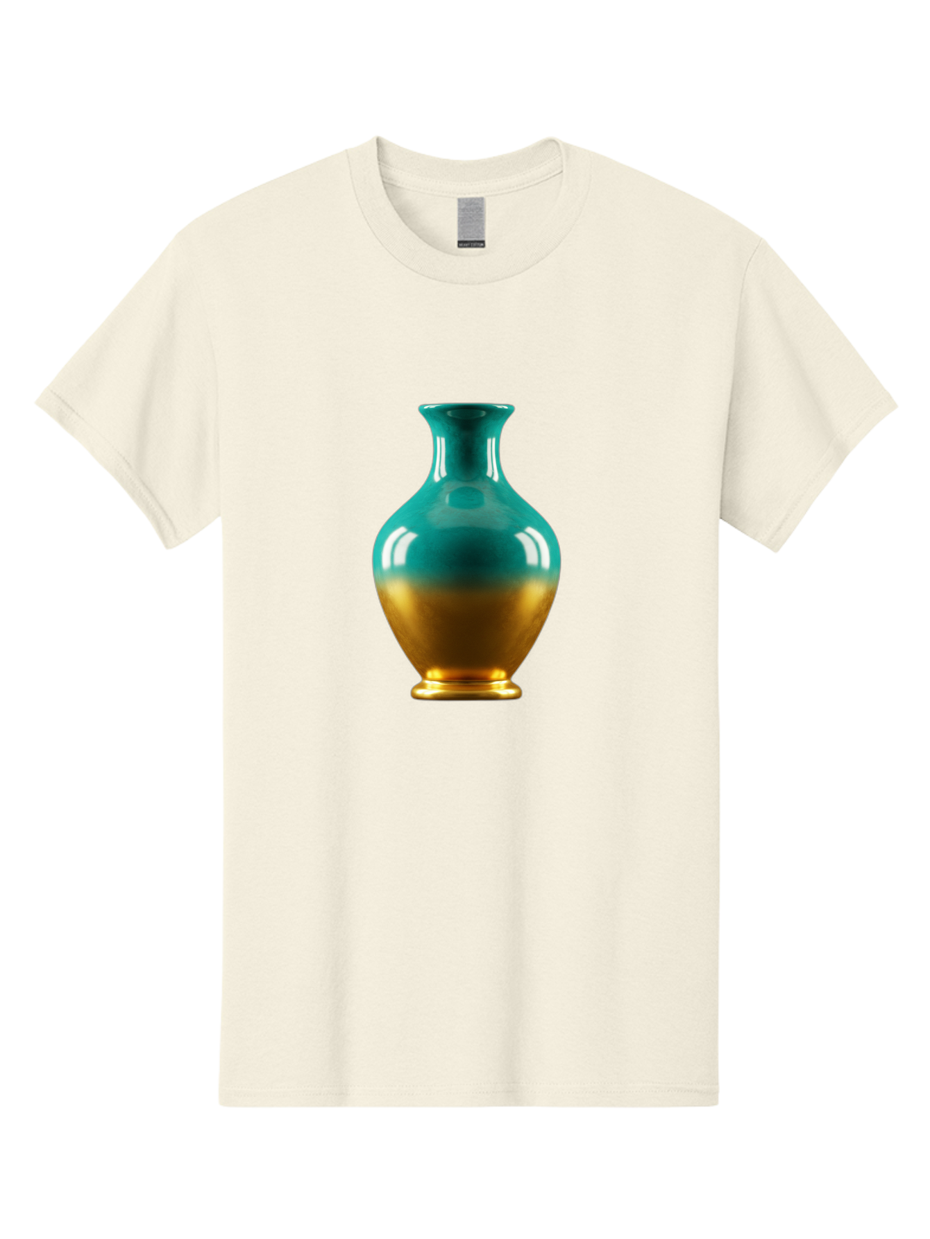 Teal-Gold-Vase Men'S Graphic Tee, 100% Cotton, Comfortable Casual Summer Wear, Machine Washable, Ceramic Vase, Teal And Gold Vase, Glossy Finish, Gradient Colors, Decorative Vase, Home Decor, Elegant Design, Modern Pottery, Bab522