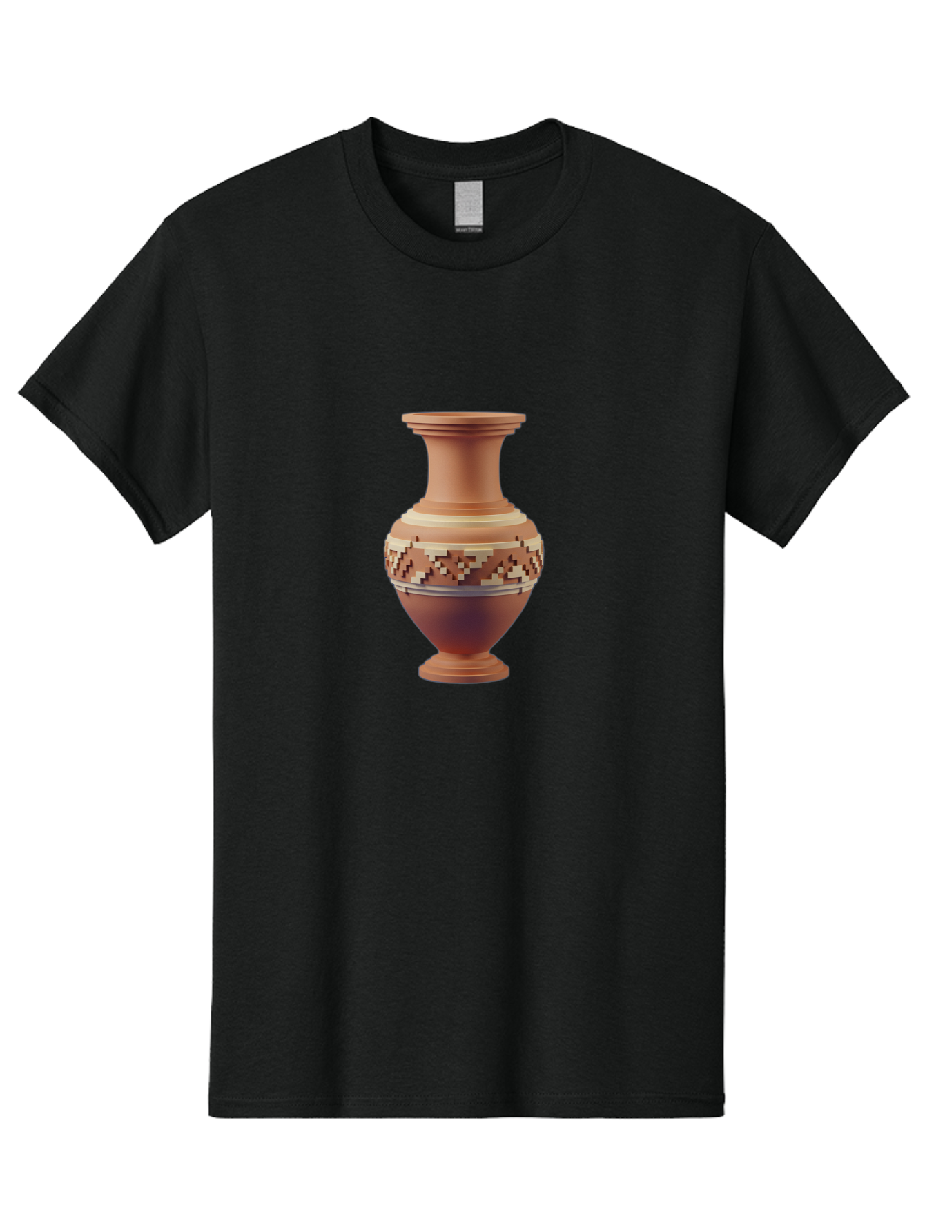 Terracotta-Vase-1 Men'S Graphic Tee, 100% Cotton, Comfortable Casual Summer Wear, Machine Washable, Clay Pot, Terracotta Vase, Decorative Pottery, Traditional Craftsmanship, Earthy Tones, Geometric Patterns, Pixel Art, Creative Expression, Bab526