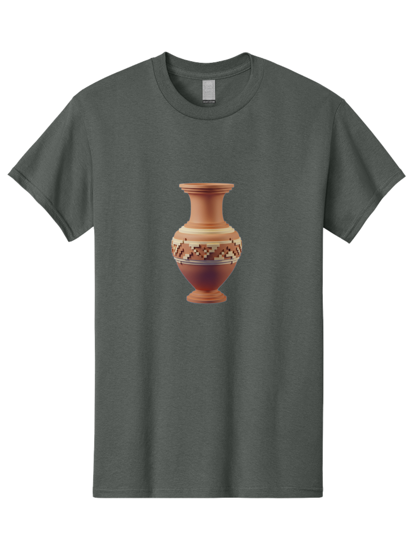 Terracotta-Vase-1 Men'S Graphic Tee, 100% Cotton, Comfortable Casual Summer Wear, Machine Washable, Clay Pot, Terracotta Vase, Decorative Pottery, Traditional Craftsmanship, Earthy Tones, Geometric Patterns, Pixel Art, Creative Expression, Bab526