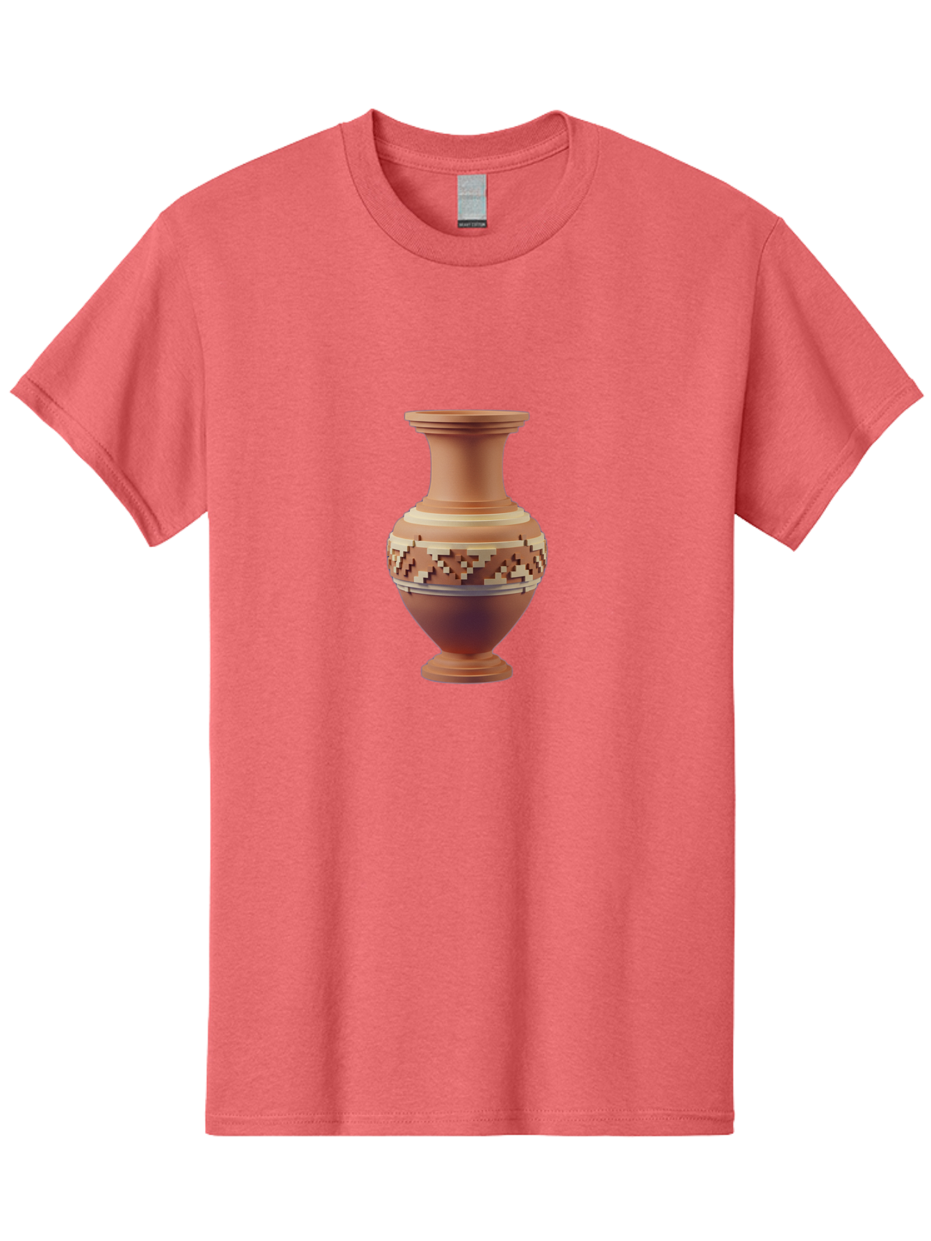 Terracotta-Vase-1 Men'S Graphic Tee, 100% Cotton, Comfortable Casual Summer Wear, Machine Washable, Clay Pot, Terracotta Vase, Decorative Pottery, Traditional Craftsmanship, Earthy Tones, Geometric Patterns, Pixel Art, Creative Expression, Bab526