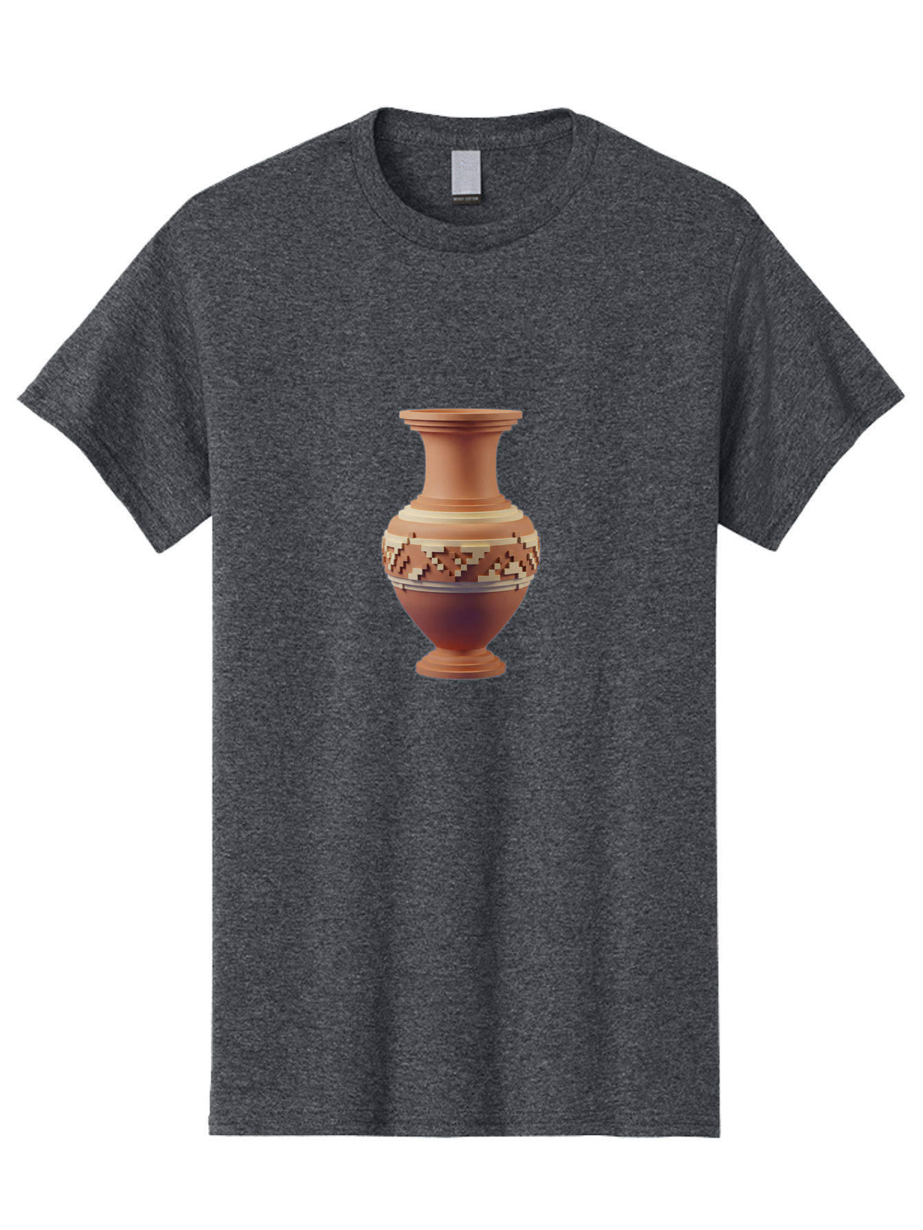 Terracotta-Vase-1 Men'S Graphic Tee, 100% Cotton, Comfortable Casual Summer Wear, Machine Washable, Clay Pot, Terracotta Vase, Decorative Pottery, Traditional Craftsmanship, Earthy Tones, Geometric Patterns, Pixel Art, Creative Expression, Bab526