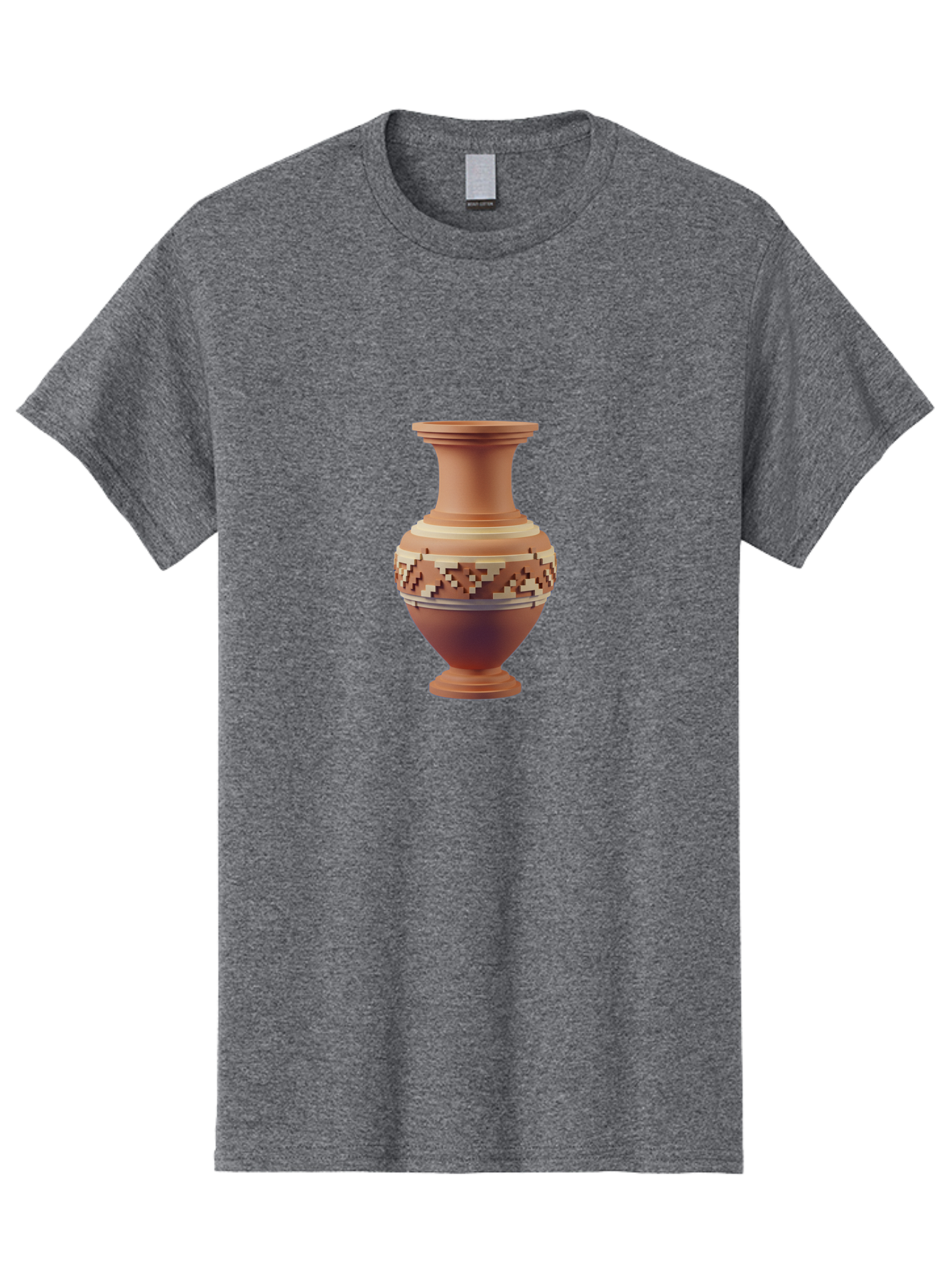 Terracotta-Vase-1 Men'S Graphic Tee, 100% Cotton, Comfortable Casual Summer Wear, Machine Washable, Clay Pot, Terracotta Vase, Decorative Pottery, Traditional Craftsmanship, Earthy Tones, Geometric Patterns, Pixel Art, Creative Expression, Bab526