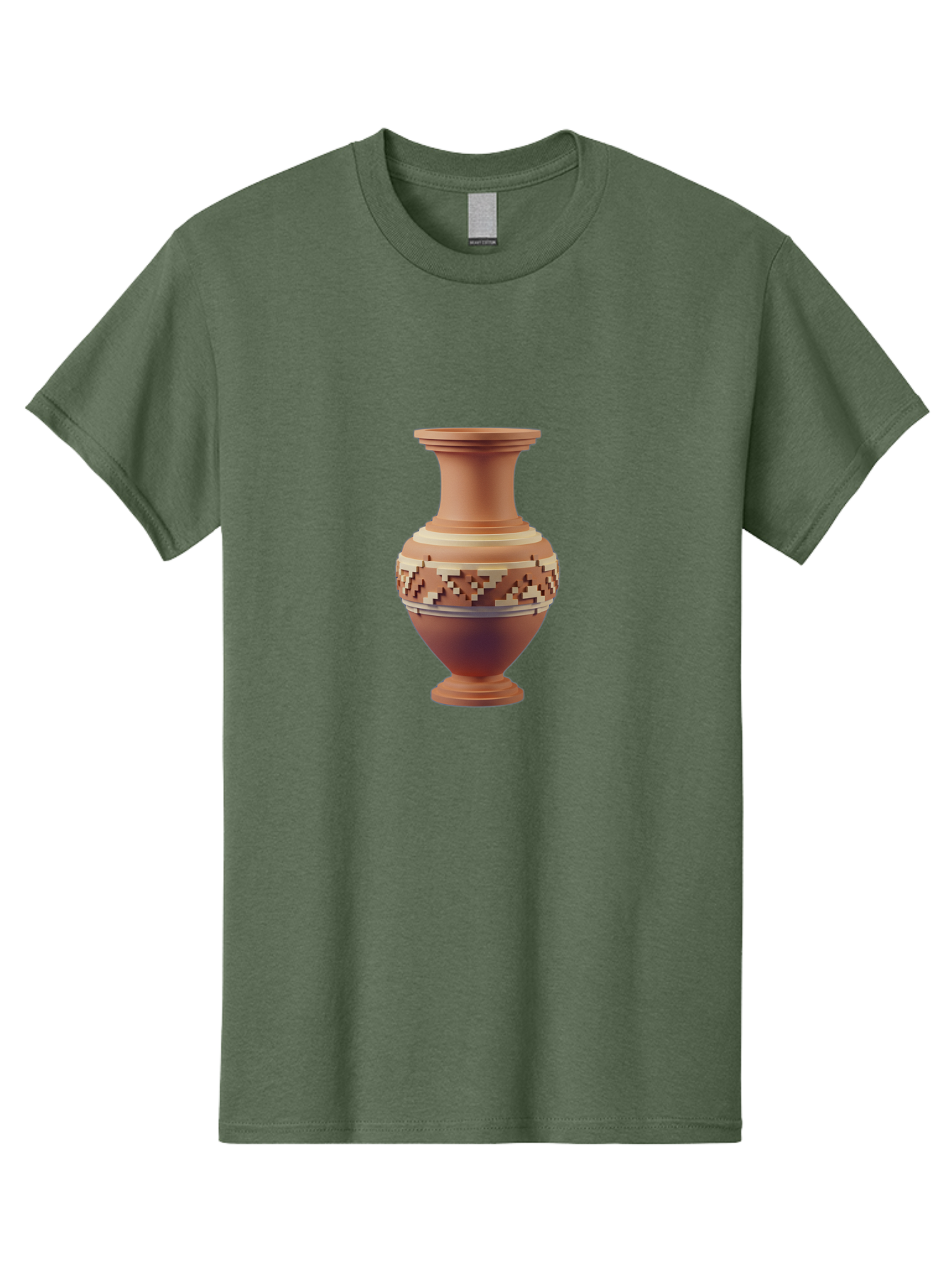 Terracotta-Vase-1 Men'S Graphic Tee, 100% Cotton, Comfortable Casual Summer Wear, Machine Washable, Clay Pot, Terracotta Vase, Decorative Pottery, Traditional Craftsmanship, Earthy Tones, Geometric Patterns, Pixel Art, Creative Expression, Bab526