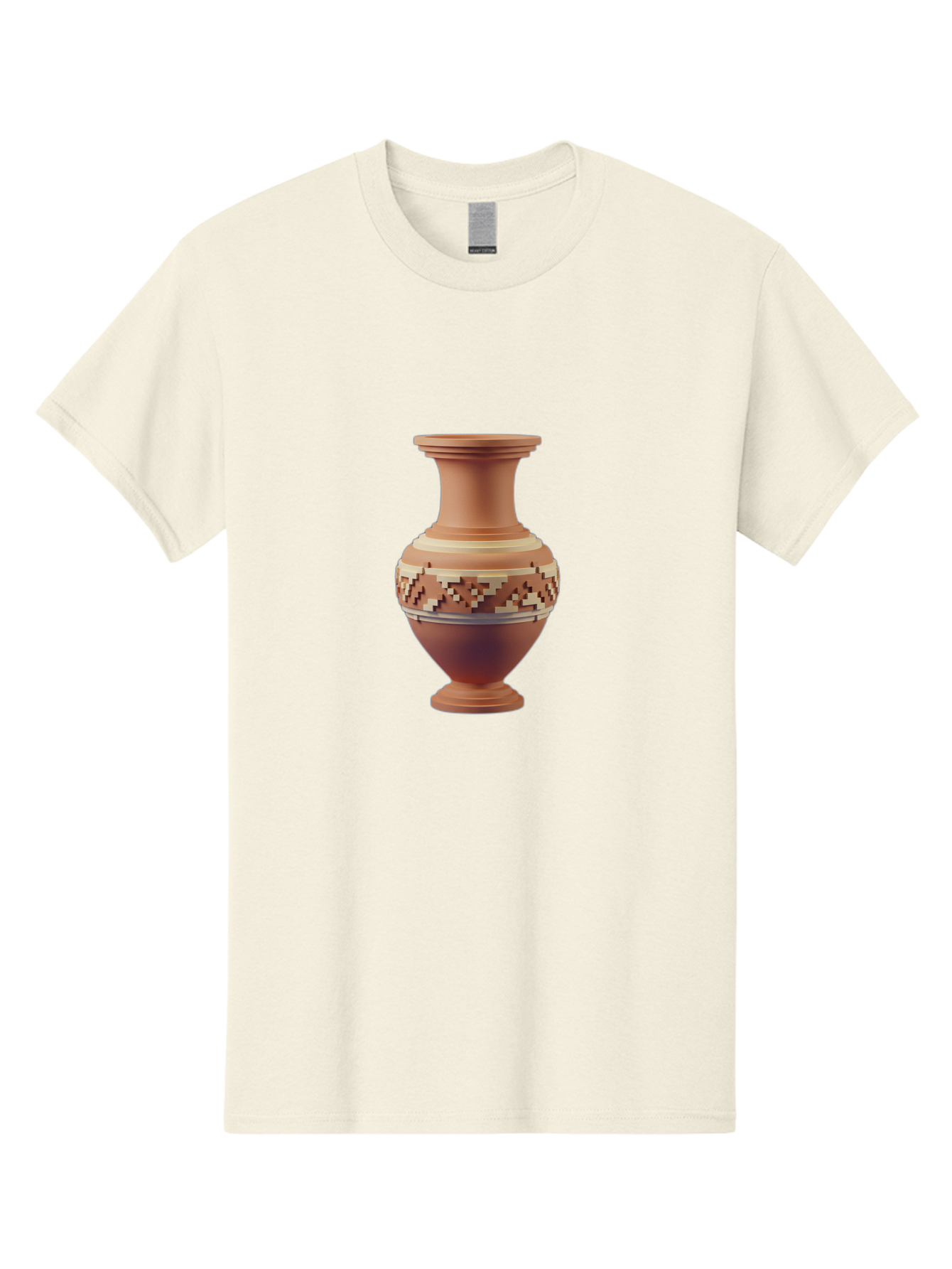 Terracotta-Vase-1 Men'S Graphic Tee, 100% Cotton, Comfortable Casual Summer Wear, Machine Washable, Clay Pot, Terracotta Vase, Decorative Pottery, Traditional Craftsmanship, Earthy Tones, Geometric Patterns, Pixel Art, Creative Expression, Bab526