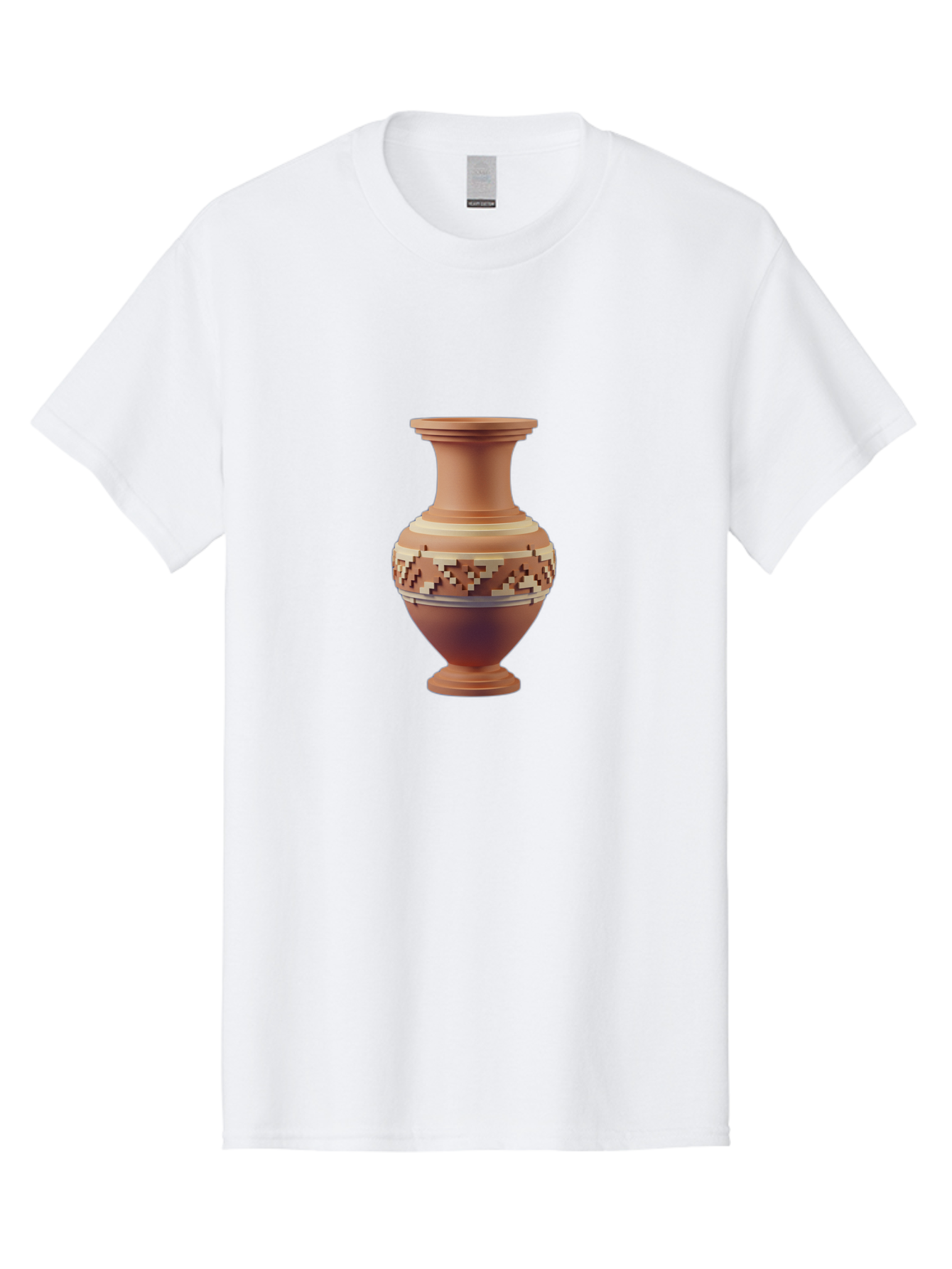 Terracotta-Vase-1 Men'S Graphic Tee, 100% Cotton, Comfortable Casual Summer Wear, Machine Washable, Clay Pot, Terracotta Vase, Decorative Pottery, Traditional Craftsmanship, Earthy Tones, Geometric Patterns, Pixel Art, Creative Expression, Bab526