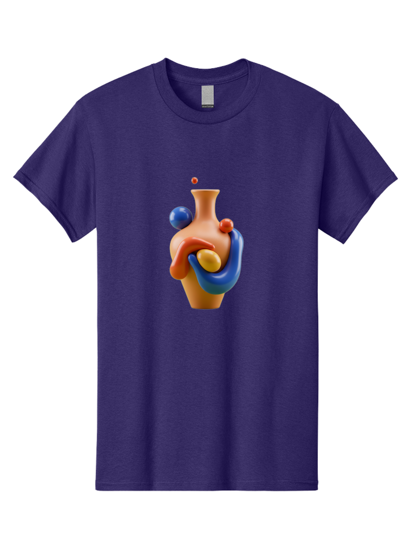 Terracotta-Vase Men'S Graphic Tee, 100% Cotton, Comfortable Casual Summer Wear, Machine Washable, 3D Illustration, Abstract Art, Colorful Vase, Flowing Shapes, Creative Design, Modern Decoration, Artistic Expression, Unique Sculpture Bab527