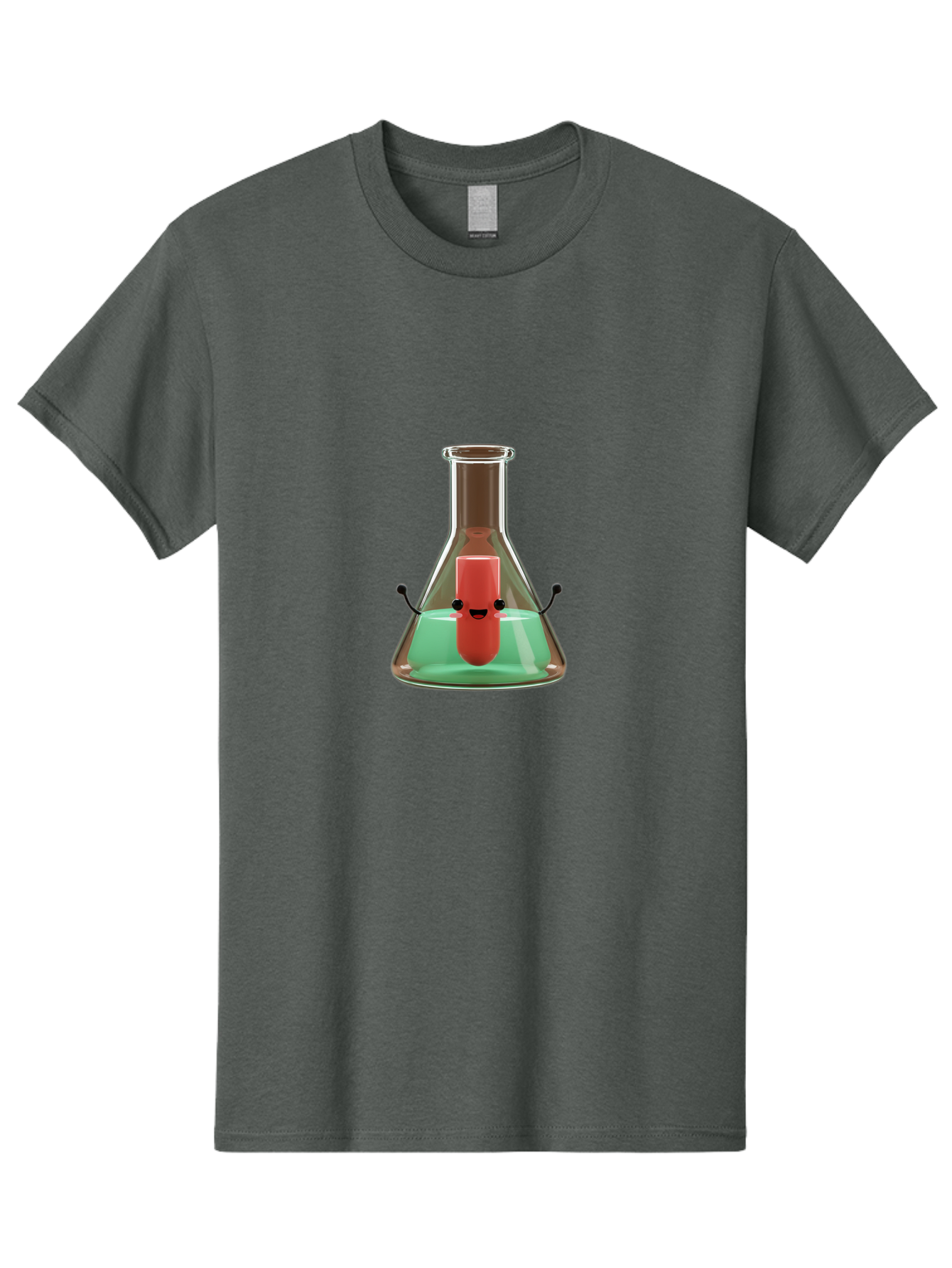 Test-Tube-Character Men'S Graphic Tee, 100% Cotton, Comfortable Casual Summer Wear, Machine Washable, Lipstick With Face, Cartoon Character, Laboratory Equipment, Glassware, Chemistry Experiment, Quirky Illustration, Comedic Art, Red Lipstick, Bab528
