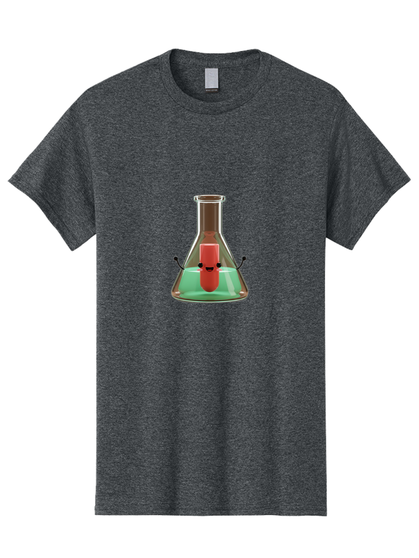 Test-Tube-Character Men'S Graphic Tee, 100% Cotton, Comfortable Casual Summer Wear, Machine Washable, Lipstick With Face, Cartoon Character, Laboratory Equipment, Glassware, Chemistry Experiment, Quirky Illustration, Comedic Art, Red Lipstick, Bab528