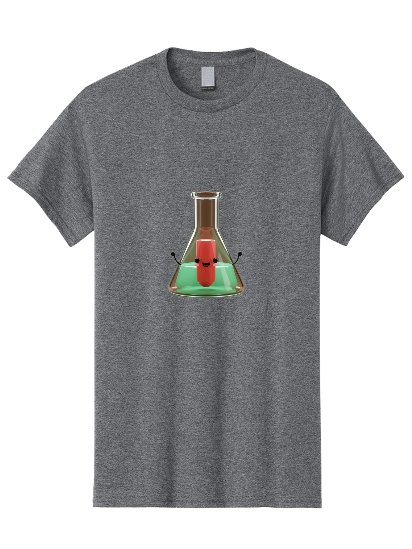 Test-Tube-Character Men'S Graphic Tee, 100% Cotton, Comfortable Casual Summer Wear, Machine Washable, Lipstick With Face, Cartoon Character, Laboratory Equipment, Glassware, Chemistry Experiment, Quirky Illustration, Comedic Art, Red Lipstick, Bab528