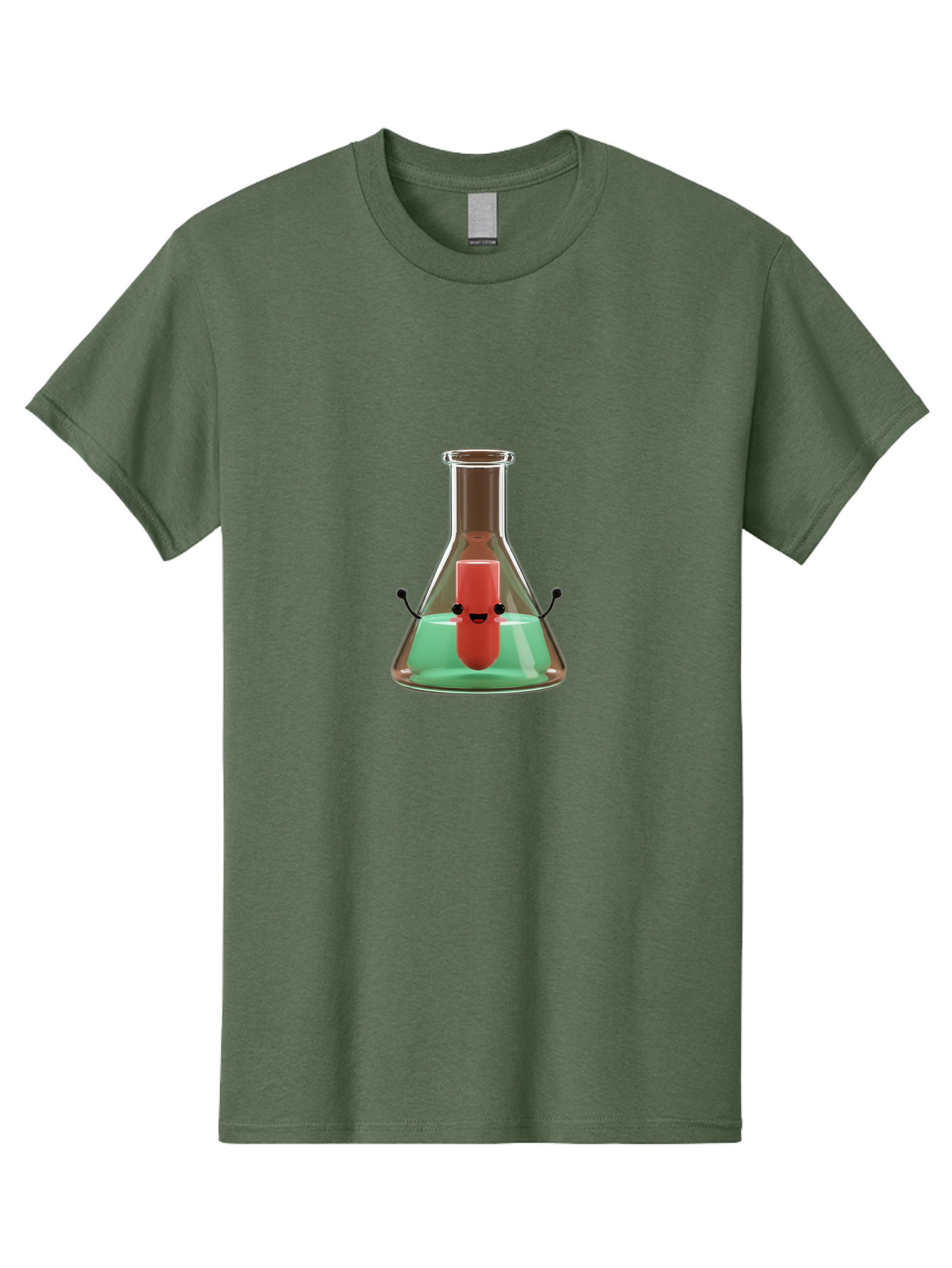 Test-Tube-Character Men'S Graphic Tee, 100% Cotton, Comfortable Casual Summer Wear, Machine Washable, Lipstick With Face, Cartoon Character, Laboratory Equipment, Glassware, Chemistry Experiment, Quirky Illustration, Comedic Art, Red Lipstick, Bab528