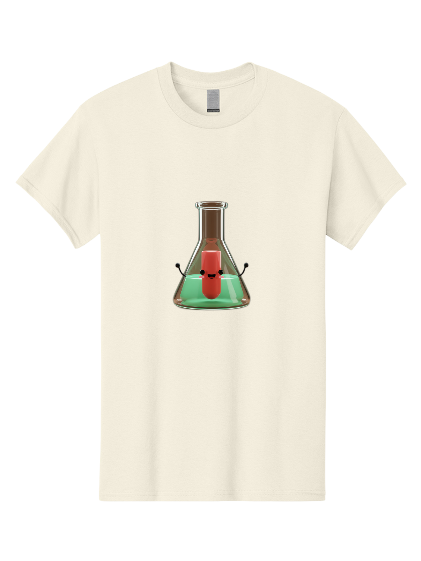 Test-Tube-Character Men'S Graphic Tee, 100% Cotton, Comfortable Casual Summer Wear, Machine Washable, Lipstick With Face, Cartoon Character, Laboratory Equipment, Glassware, Chemistry Experiment, Quirky Illustration, Comedic Art, Red Lipstick, Bab528
